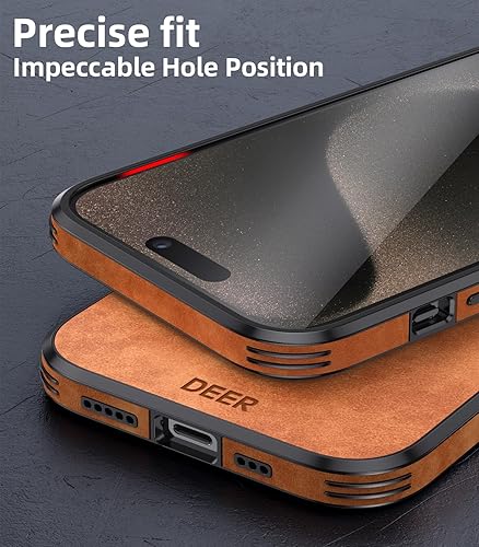 Miniatura 5 de Funda magnética para iPhone 15 Pro Max de cuero con protección completa de la cámara [compatible con Magsafe] Funda de lujo para iPhone 15 Pro Max