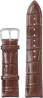 NewLife 22mm Brown Genuine Leather Watch Band | Square Crocodile Alligator Grain, Medium Padded Replacement Wrist Strap that brings New Life to Any Watch (Mens Standard Length)