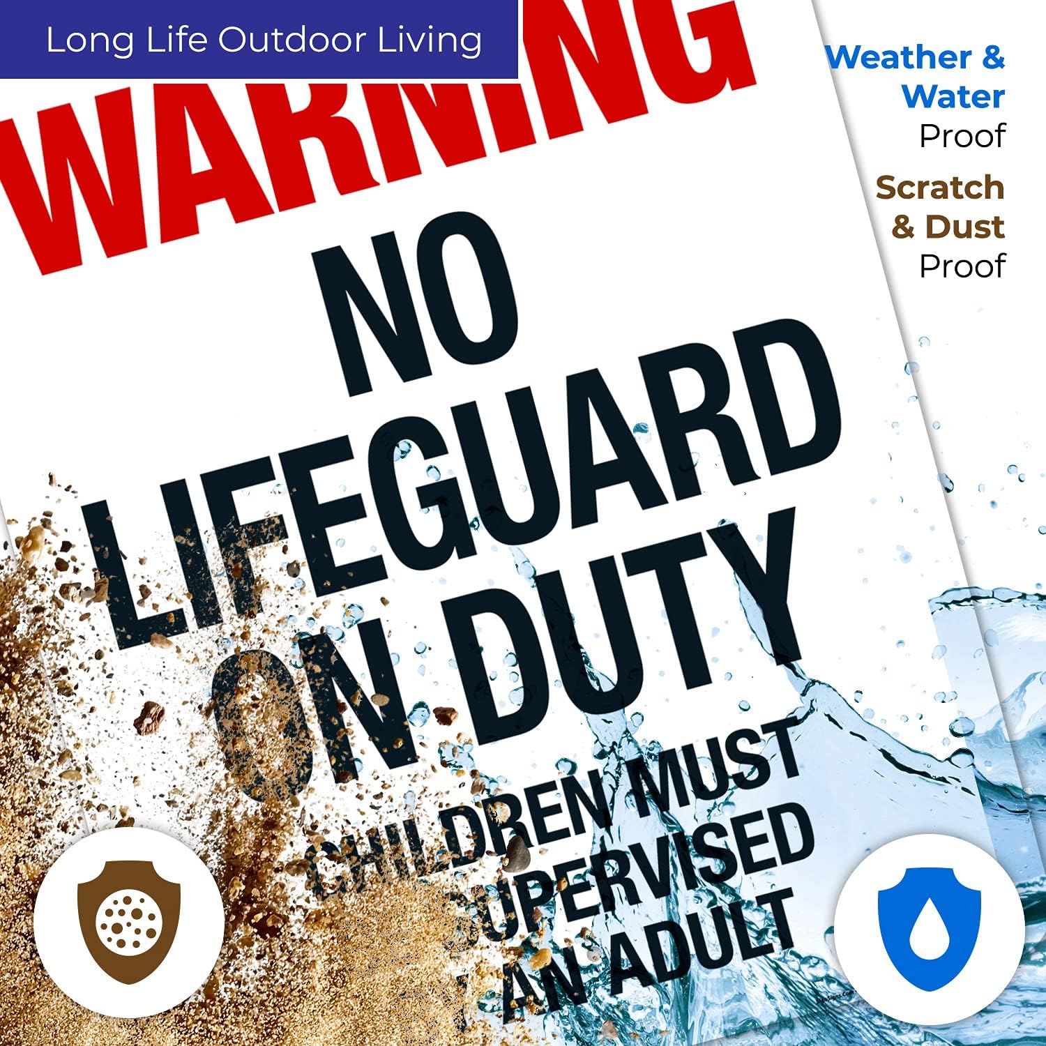 Maine Warning No Lifeguard On Duty Sign, Complies with State of Maine Pool Safety Code, 24x30 Inches, Rust Free .063 Aluminum, Fade Resistant, Made in USA