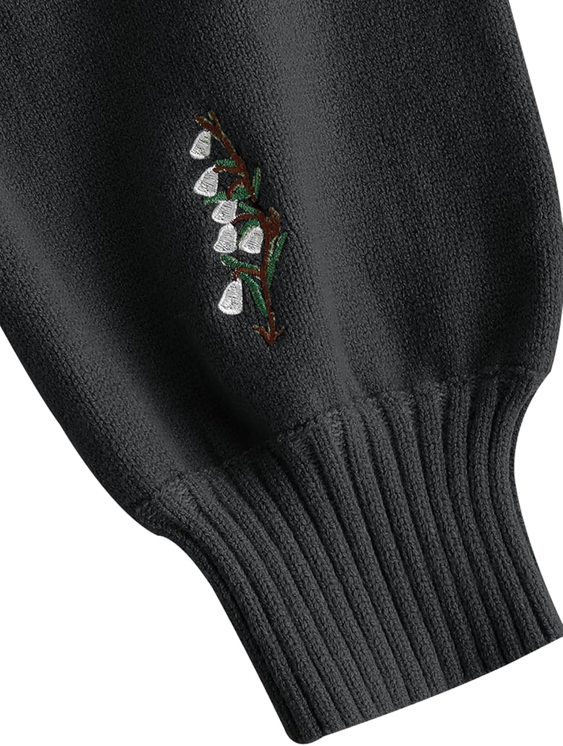 ZAFUL Women's Button Up Embroidered Cable Knit Cardigan V Neck Long Sleeve Cropped Sweater - Image 4