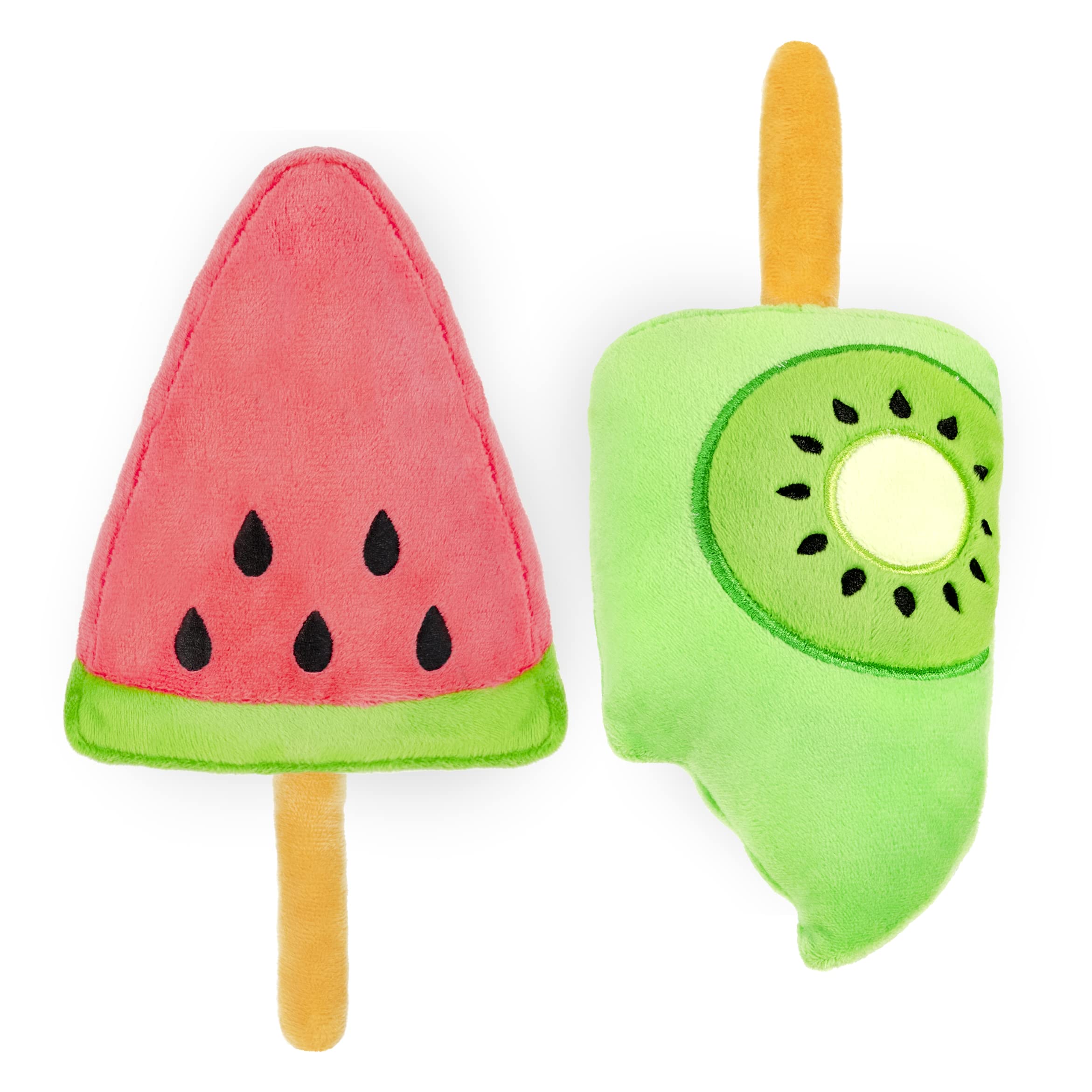 Giftable World 9 Inch Plush Pet Toy Fruity Ice Cream with Squeaker - 2 PK Chew Toy