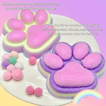 5 Inch Big Cat Paw Squeeze Toys, Ultra Soft Cat Paw Squishy Toy, Squeeze Paw Fidget Toys for Anxiety Relaxation, Cute Sticky Squishies for Adults Teens 16+ (Furry Pink)