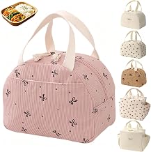 Insulated Lunch Bag 6.5L Portable Lunch Bag Small Foldable Lunch Bag Pink Bowknot Design for Office School Camping