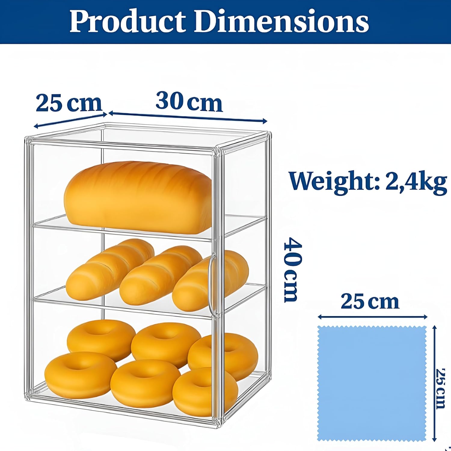 OFRIN 2 Pack Acrylic Display Case with Cleaning Cloth, Magnetic Door & 4 Adjustable Dividers, 3 Tier Display Cases, Stackable Clear Organizers, Acrylic Box, Display Cases