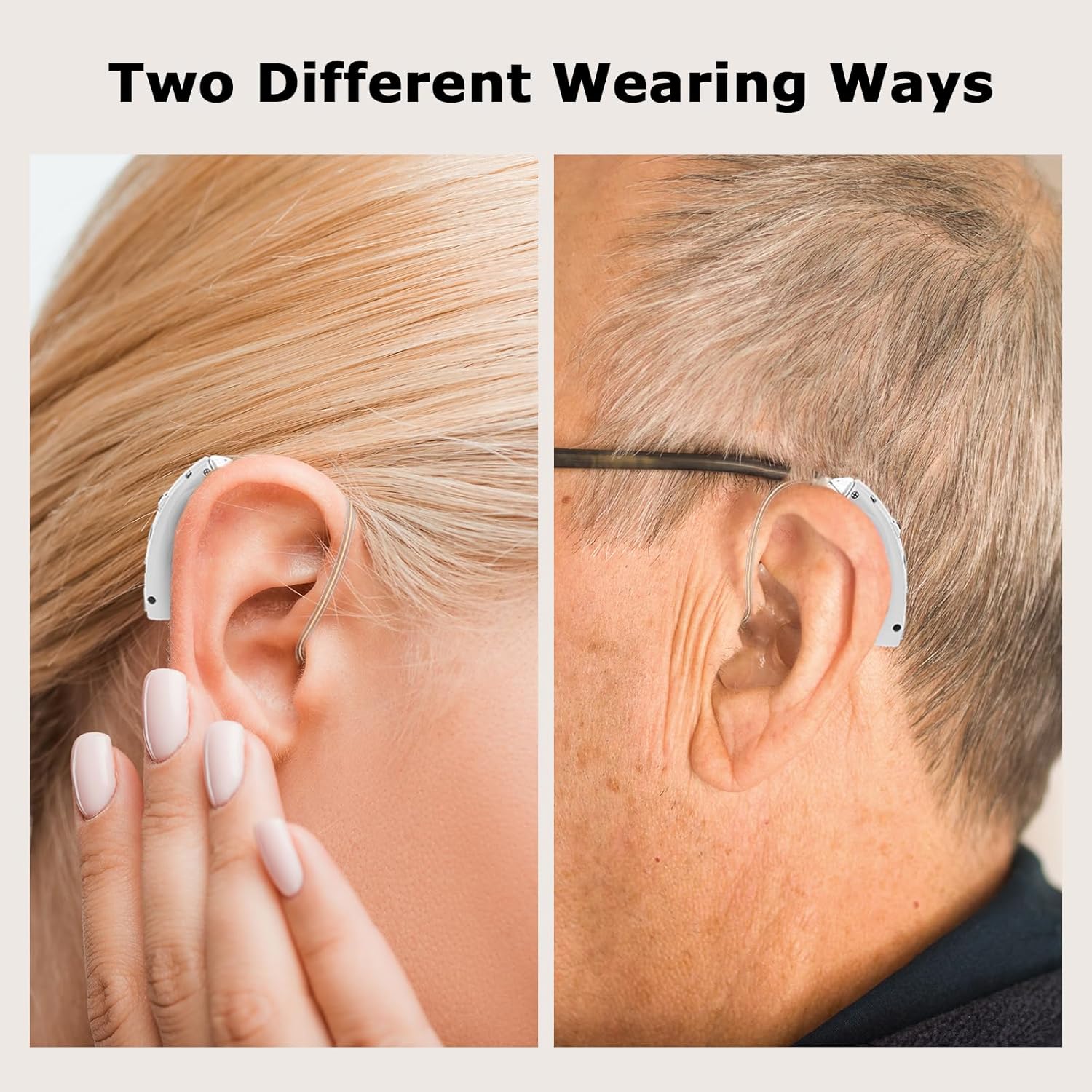 Rechargeable hearing aids for Seniors, behind-the-ear hearing aids, sound amplifiers with noise reduction function, sound controllers for adults with hearing loss, with portable charging box