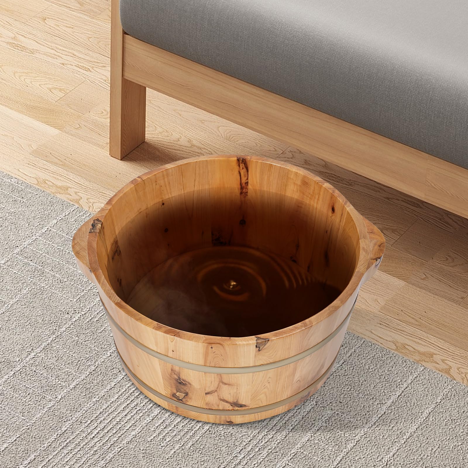 Vasca da bagno in legno, 36,5 x 18 cm, secchio per piedi in legno, secchio per piedi in legno, secchio per piedi in legno