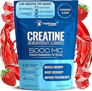 Creatine Gummies 5000mg, 30 Servings Creatine Monohydrate Gummies - Third-Party Tested Creatine for Women, Strawberry Flavor Creatine for Men, Muscle Growth, Strength, and Recovery - Pack of 1