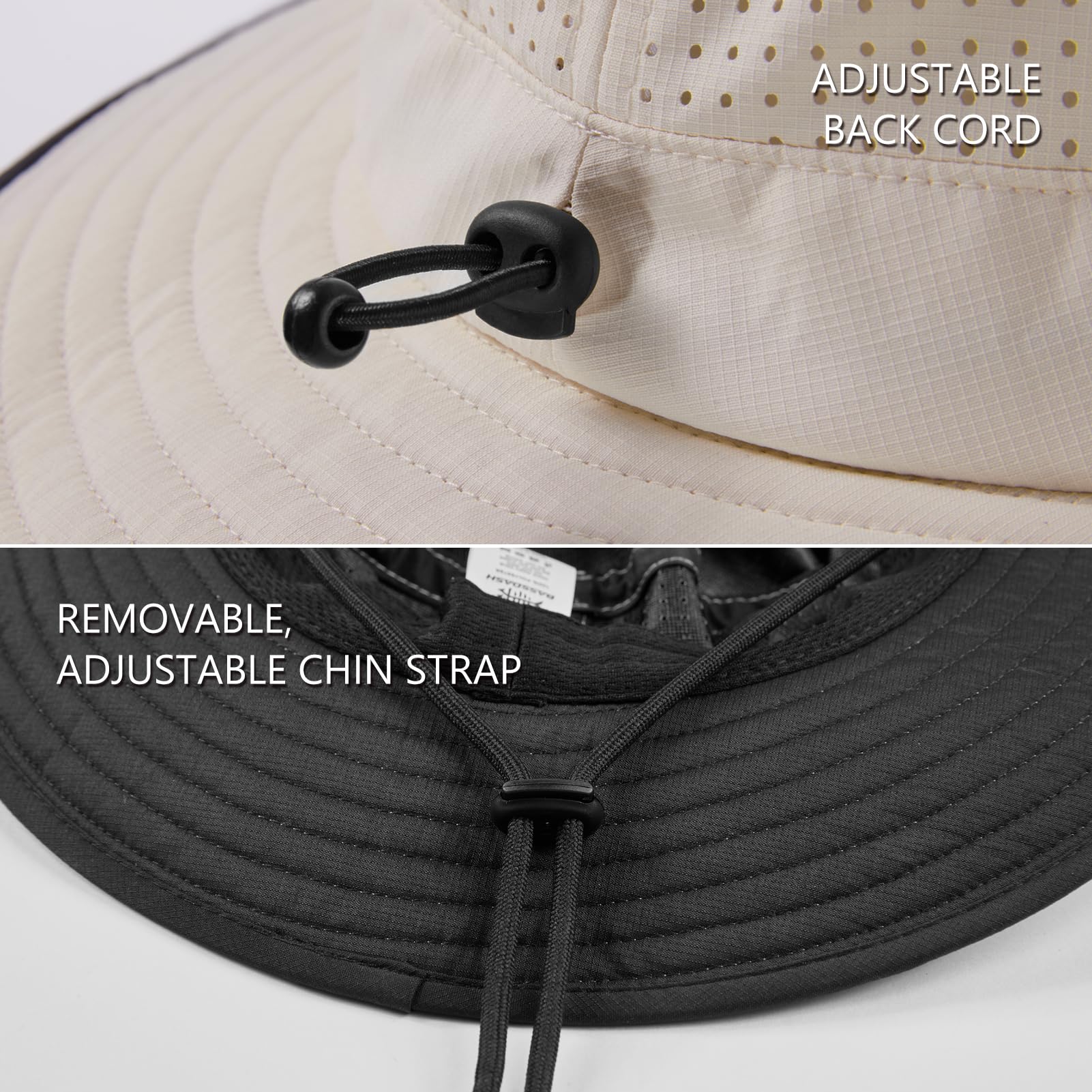 BASSDASH Cappello da Pescatore Resistente all'Acqua UPF 50+ con Rete Perforata al Laser Regolabile per Uomo Donna Escursionismo all'aperto