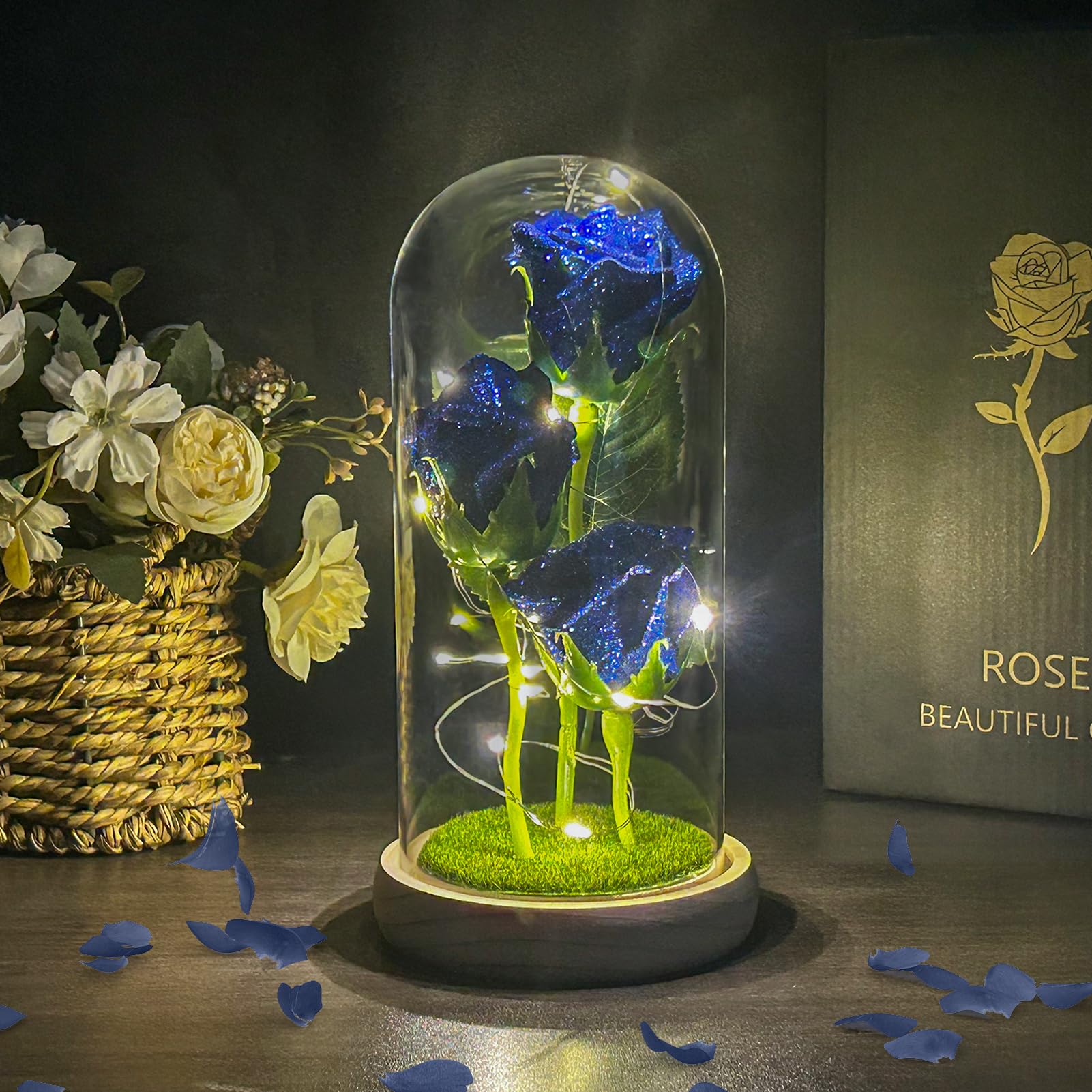 2025 Nieuwe geconserveerde verse bloem roos in een juwelendoos, roos
