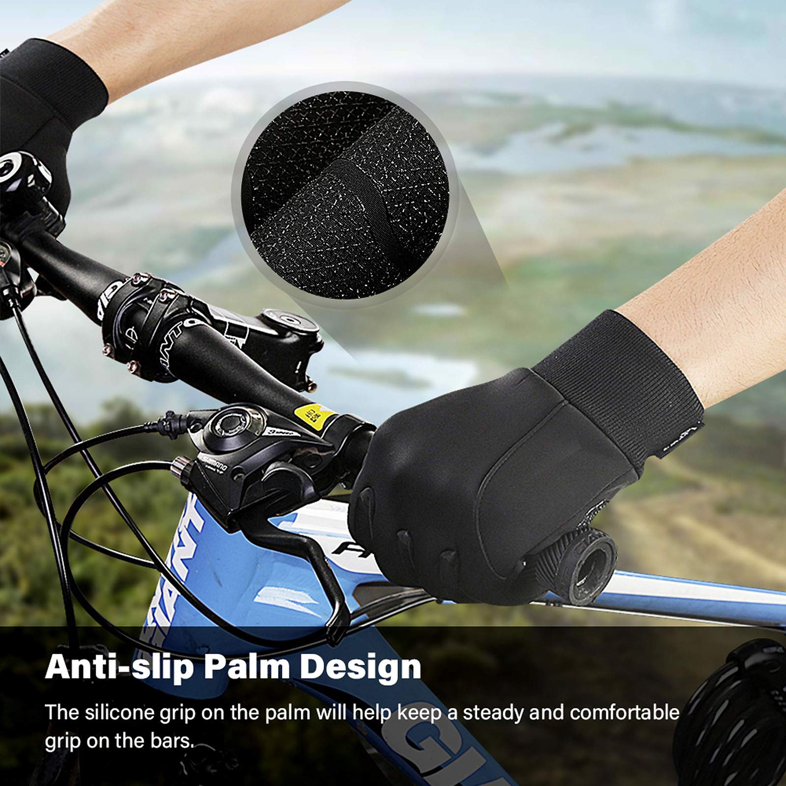 LERWAY Guanti invernali caldi con touch screen neri per uomo donna guanti antiscivolo antivento guanti per sport corsa guida mountain bike arrampicata escursionismo resistente all'acqua