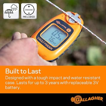 Gallagher Smartfix Fence Volt & Current Meter | Fault Finder for Electric Fencing | Digital Display with Directional Arrows | Measures Voltage, Amperage & Short Location | Saves Time on Repairs