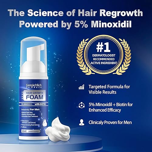 Miniatura 2 de Espuma de crecimiento del cabello de minoxidil al 5 % para hombres adecuada para adelgazamiento del cabello y pérdida de cabello al crecimiento del