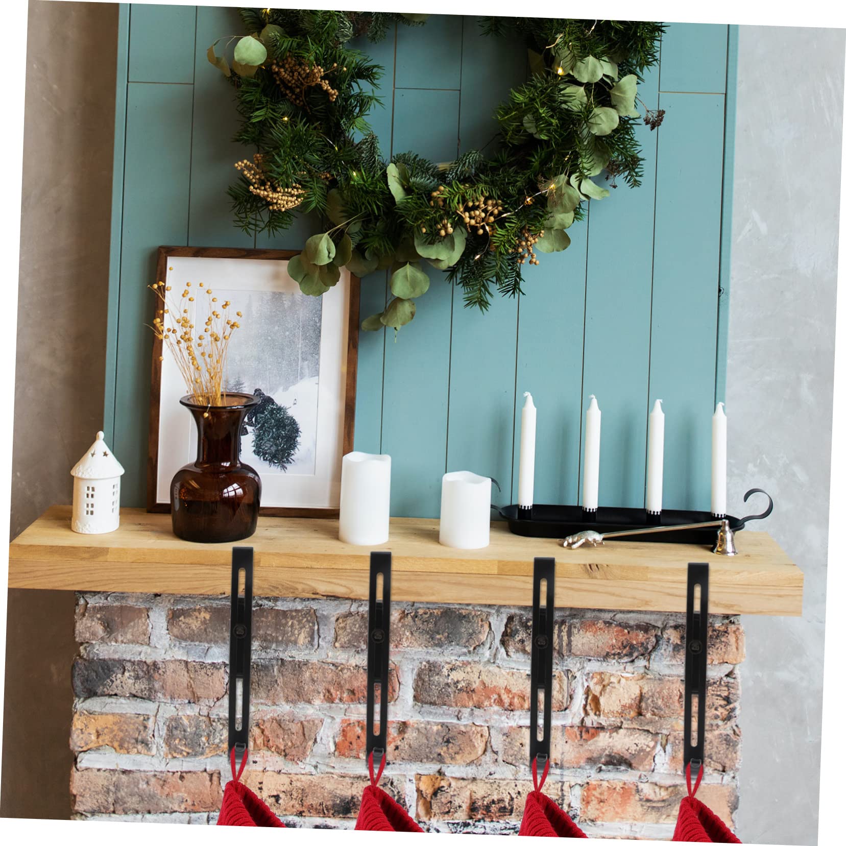 DRESSOOS Christmas Stocking Holders Scalable Mantel Hooks Adjustable Fireplace Hangers for Christmas Decorations Christmas Stockings Holders for Home Decor