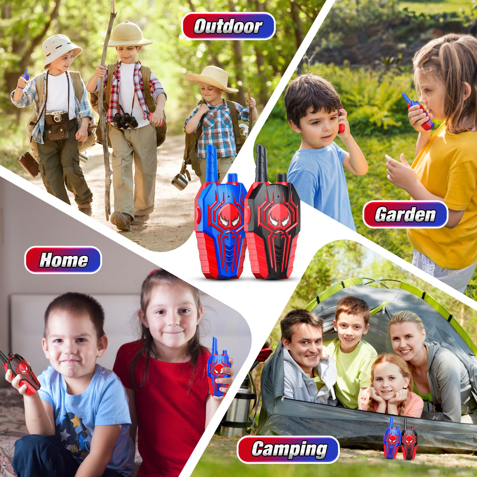 Walkie Talkie Bambini, Giochi Bambini 3 4 5 6 7 8 9 10 Anni Regalo Bambino 3 4 5 6 7 8 9 10 Anni Spider Giocattolo Giochi da Esterno per Bambini Giocattoli Bambino 3-10 Anni