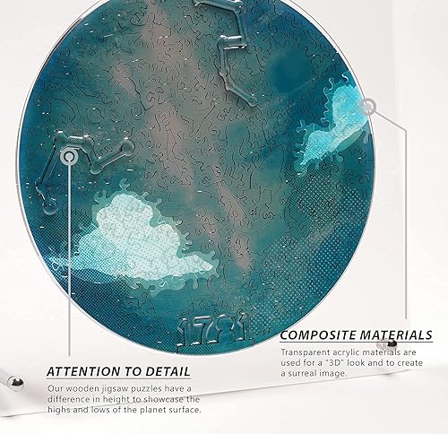 Miniatura 7 de Rompecabezas de madera para adultos, rompecabezas únicos de madera cortada con láser, rompecabezas de galaxia de Urano, ideal como regalo y juegos