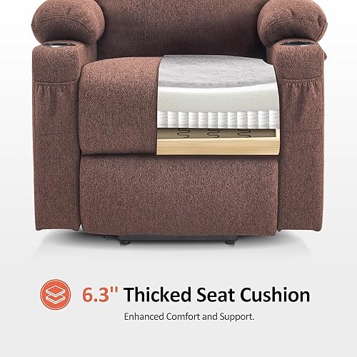 Miniatura 24 de MCombo Silla reclinable pequeña para ancianos, silla elevadora eléctrica pequeña con calor y masaje para personas mayores, portavasos, puertos USB y