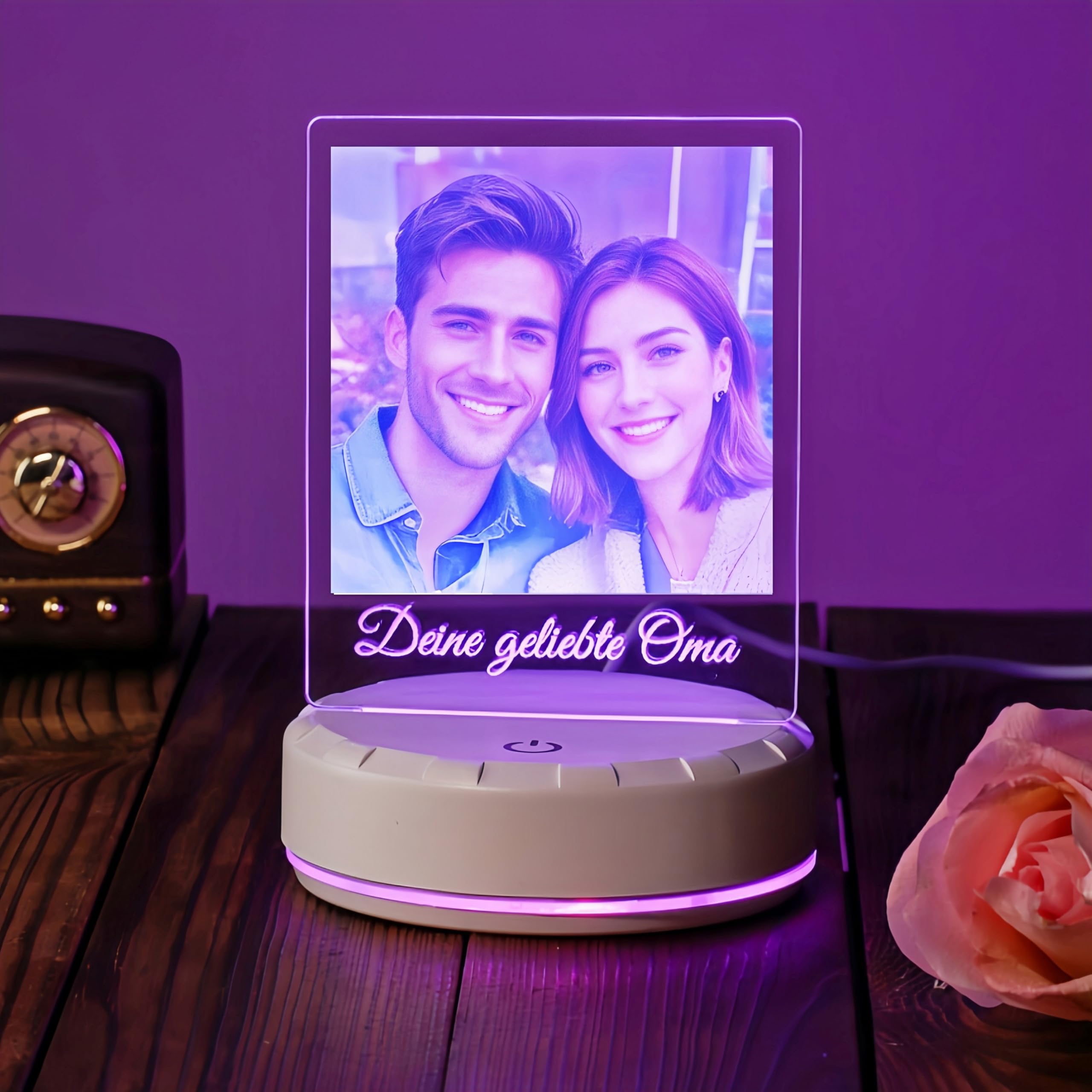 flowers Hua Personalised Gifts Photo Frame Lamp Gifts Custom Night Light Original Presents for Women Mothers Day Birthday Anniversary Christmas (Personalized Photo light1) — image 1