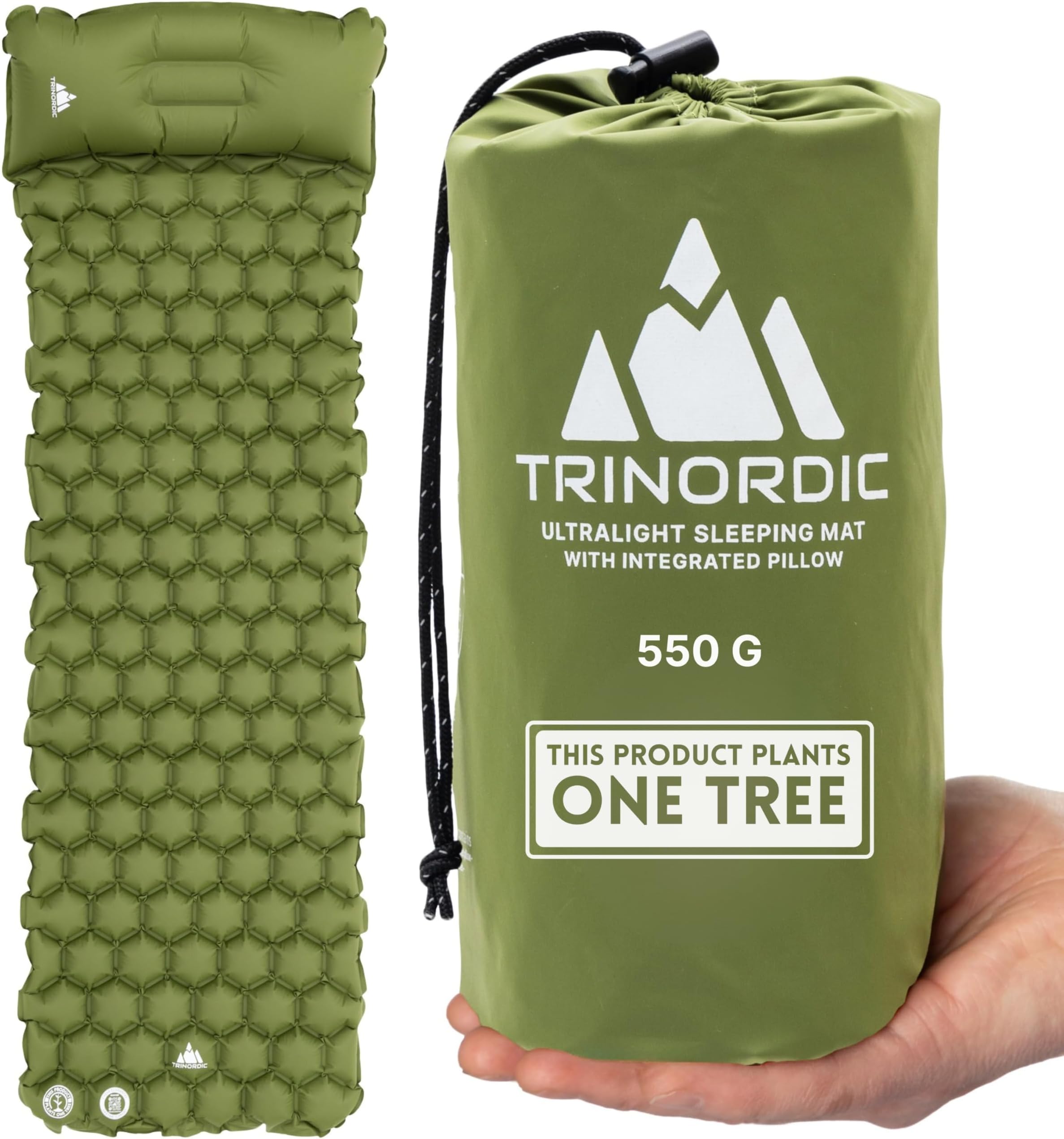 Camping Mat Ultralight Inflatable Sleeping Mattress with Pillow, Folding Lightweight Inflating Single Bed Portable Air Pad, for Outdoor Backpacking Hiking Travel