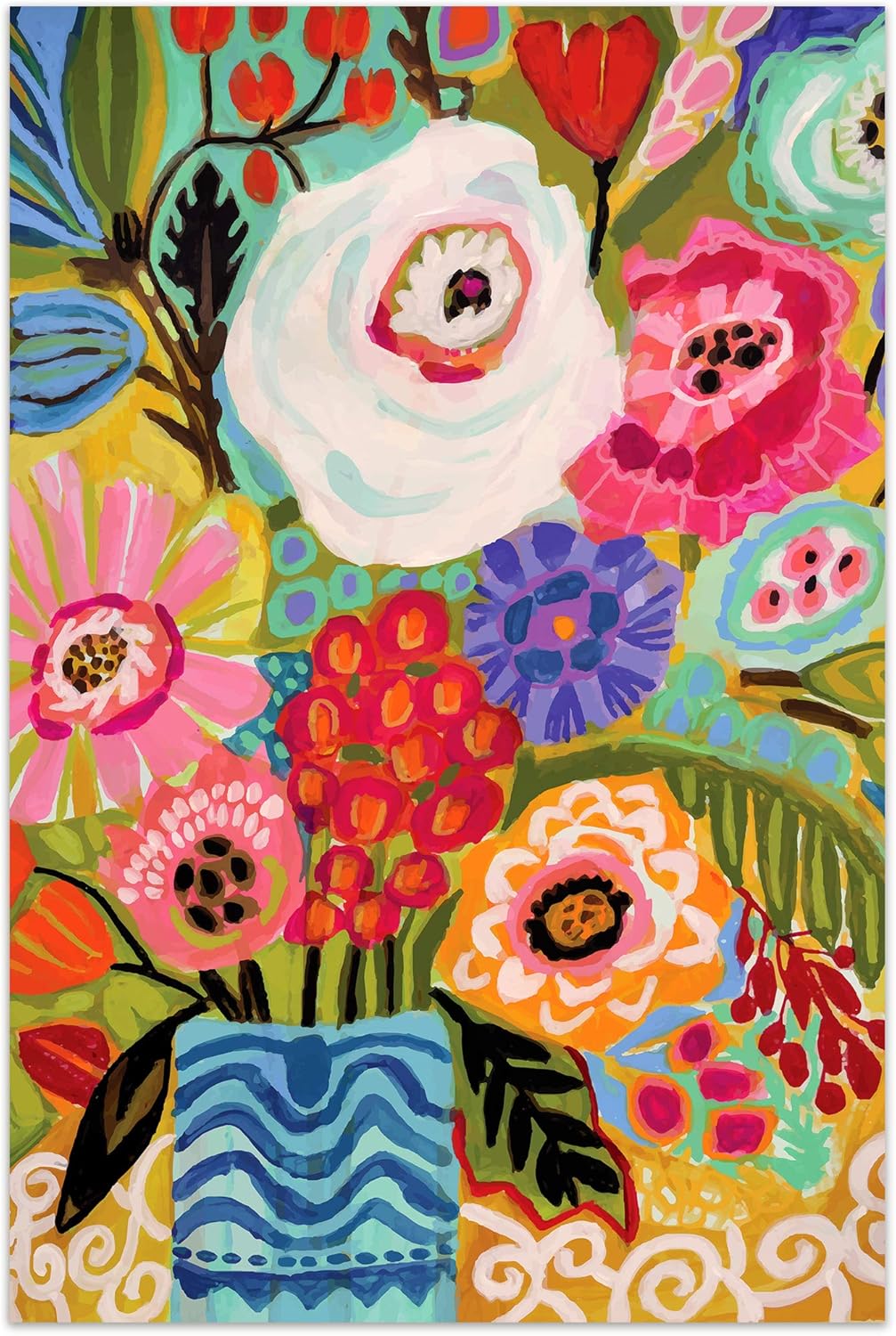 Empire Art Direct Fresh Flowers in Vase II Frameless Free Floating Tempered Glass Panel Graphic Wall Art, 48" x 32" x 0.2", Ready to Hang