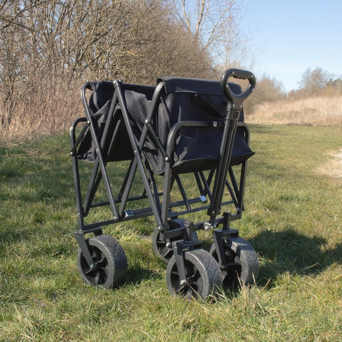 Uniwersalny składany wózek transportowy 402L Tkanina OXFORD Koła terenowe 8" Obciążenie 50 kg Wózek ogrodowy Camping Plaża