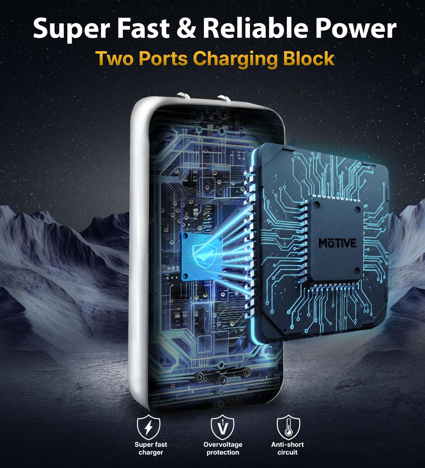 Flat Wall Charger 35W, Super Fast Charger USB C for Samsung Galaxy S25 Ultra, S24, iPhone 16 Pro Max, Slim USB Wall Charger with Flat Plug Adapter, Dual Port A & C Flat Outlet Plug | MOTIVE