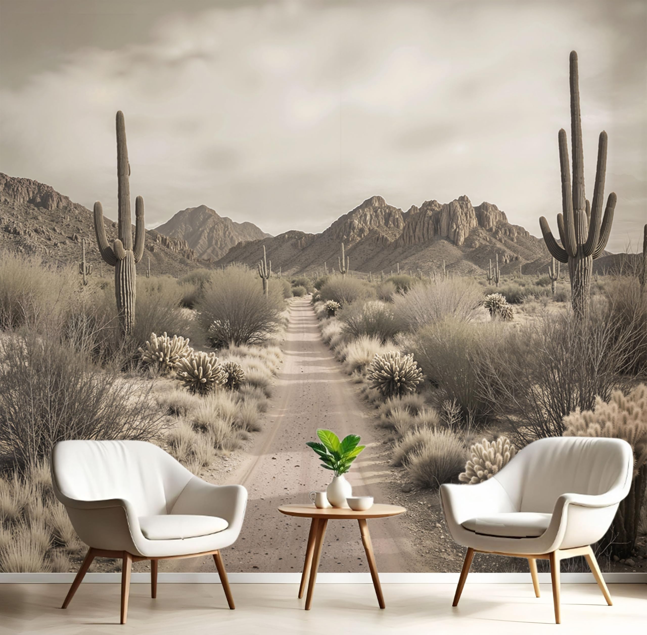 Papier peint panoramique cactus désert vintage intissé 450x315