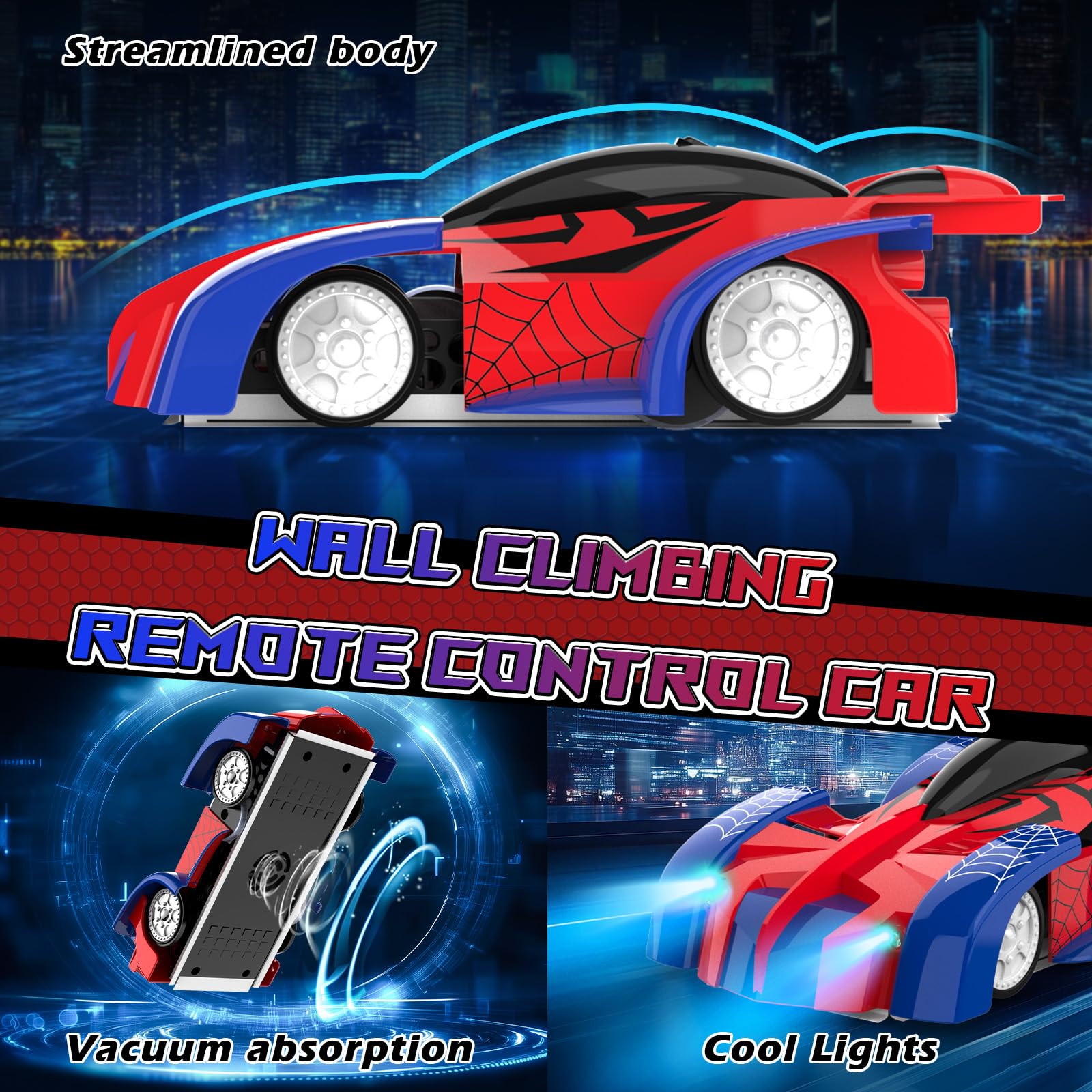 Voiture Télécommandée pour Enfants, Machine Allant Sur Les Murs Rechargeables avec Lumière Led Voiture Radiocommandée RC Drift Car Spider Jouets, Jeux Enfant 3 4 5 6 7 8 9 Ans Mâle Cadeau Anniversaire