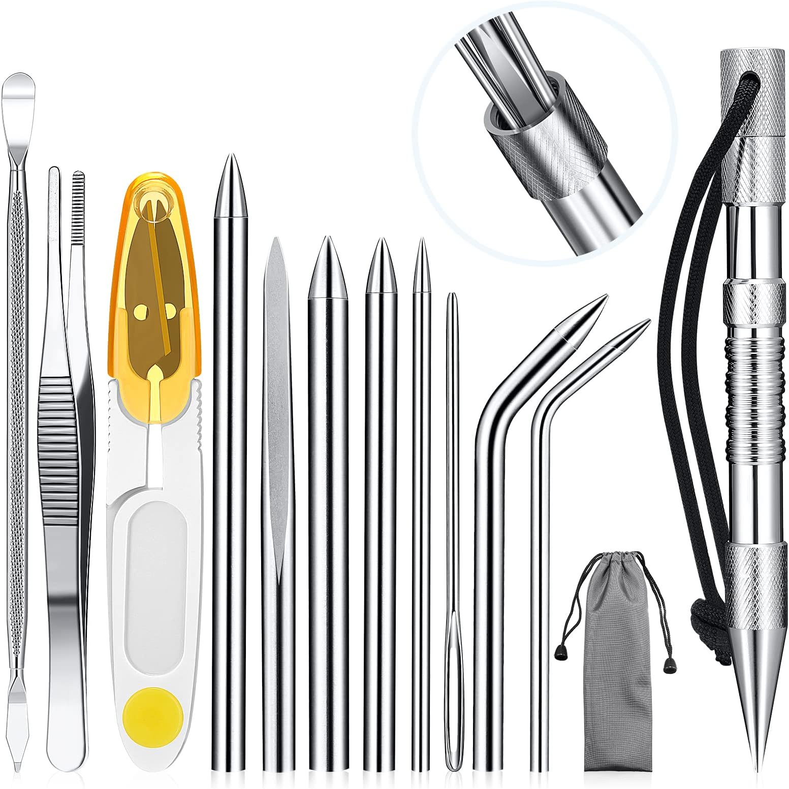 Ferraycle 12-Piece Paracord FID Set: Stainless Steel & Aluminium Alloy Tools for Leather, Paracord, & DIY Projects (Silver)