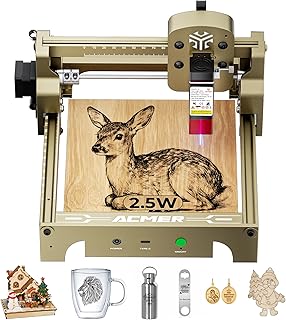 ACMER S1 Laser Engraver 2500mW, Compact Desktop Engraving & Cutting Machine for DIY Crafts, Small Business & Makers, 130×130mm Work Area, 0.04mm Detail Engraving for Wood, Acrylic, Metal Gold