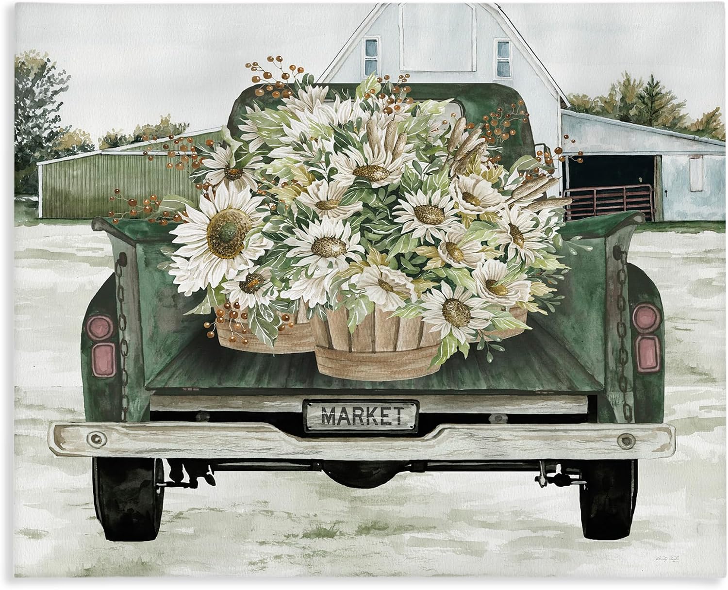 'Country Flower Delivery Baskets'| Canvas Art | Stupell Industries | 20 x 16 Inches, Easy to Hang and Sturdy, Made in USA, by Cindy Jacobs