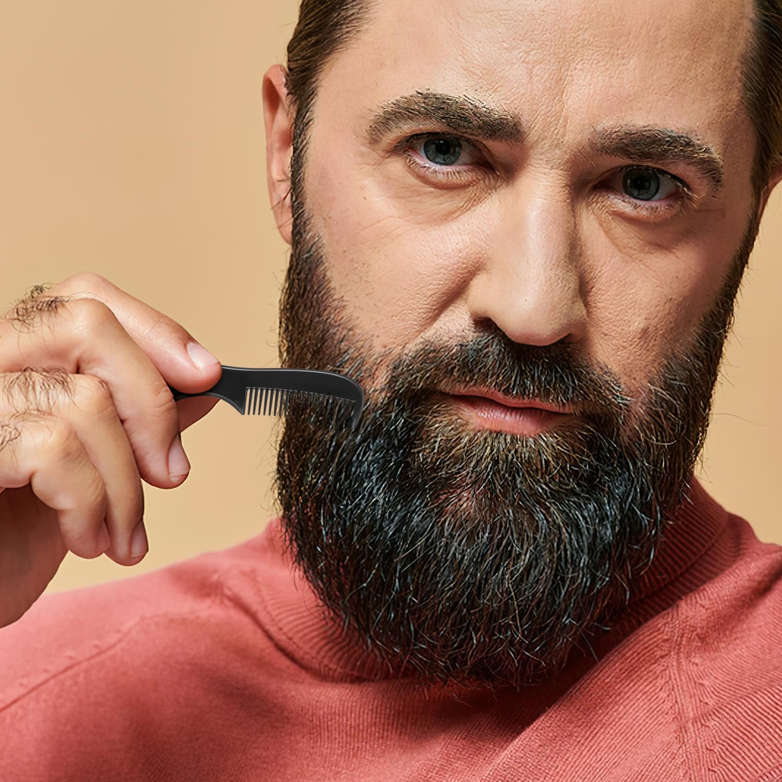 50 Pz mini pettine per barba baffi pettine da massaggio da viaggio codone per acconciature retrò pettini per uomo piastra per barba da uomo plastica Black