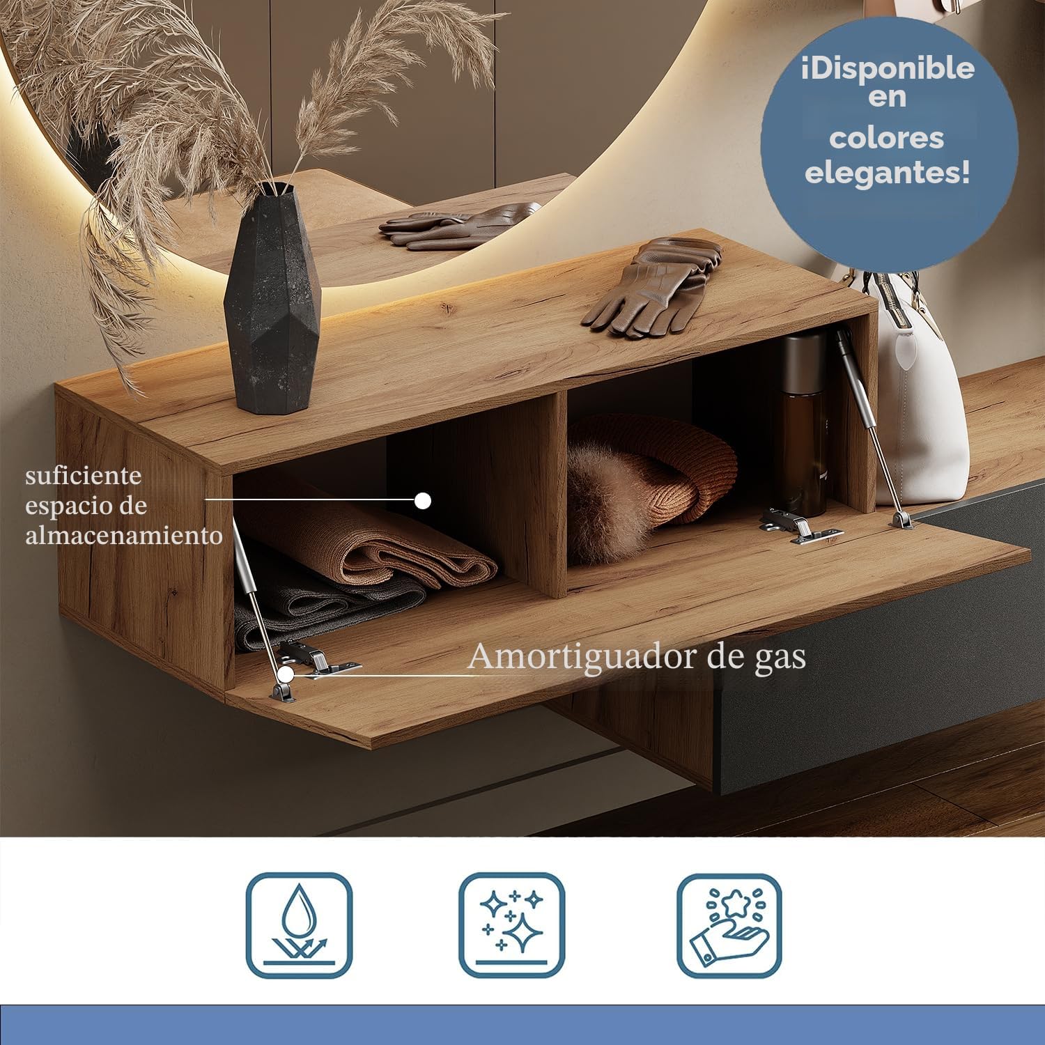 Planetmöbel Mueble perchero colgante para recibidor, 1 x 100 cm, blanco, compacto, puerta abatible con almacenamiento, para colgar o colocar de pie, 37,8 x 100 x 32,5 cm (profundidad x ancho x alto)