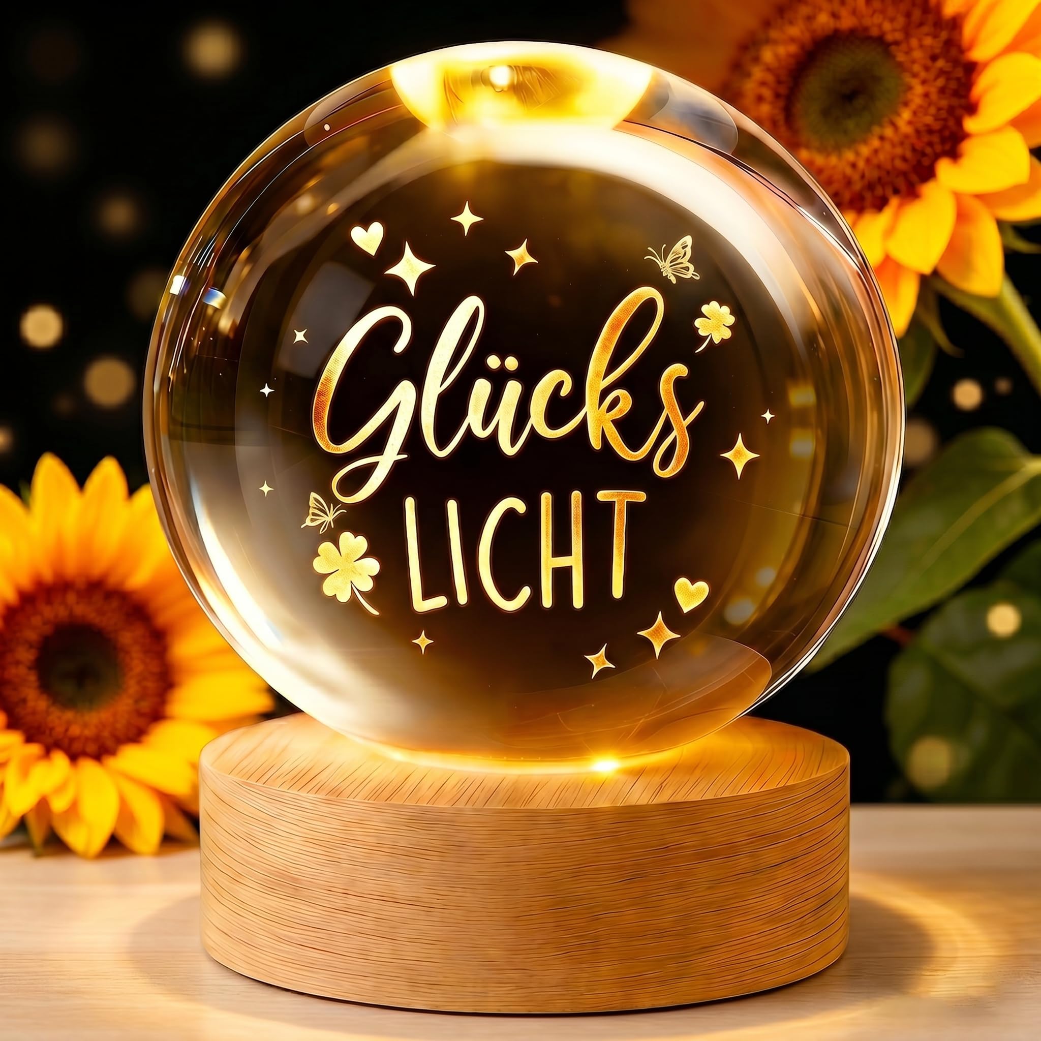 XIESUNUN 80mm Kristallkugel, Glück ist Oma & Opa wie euch zu haben, 8x8cm, Kristallkugel mit Holz-Fuß mit Text Spruch
