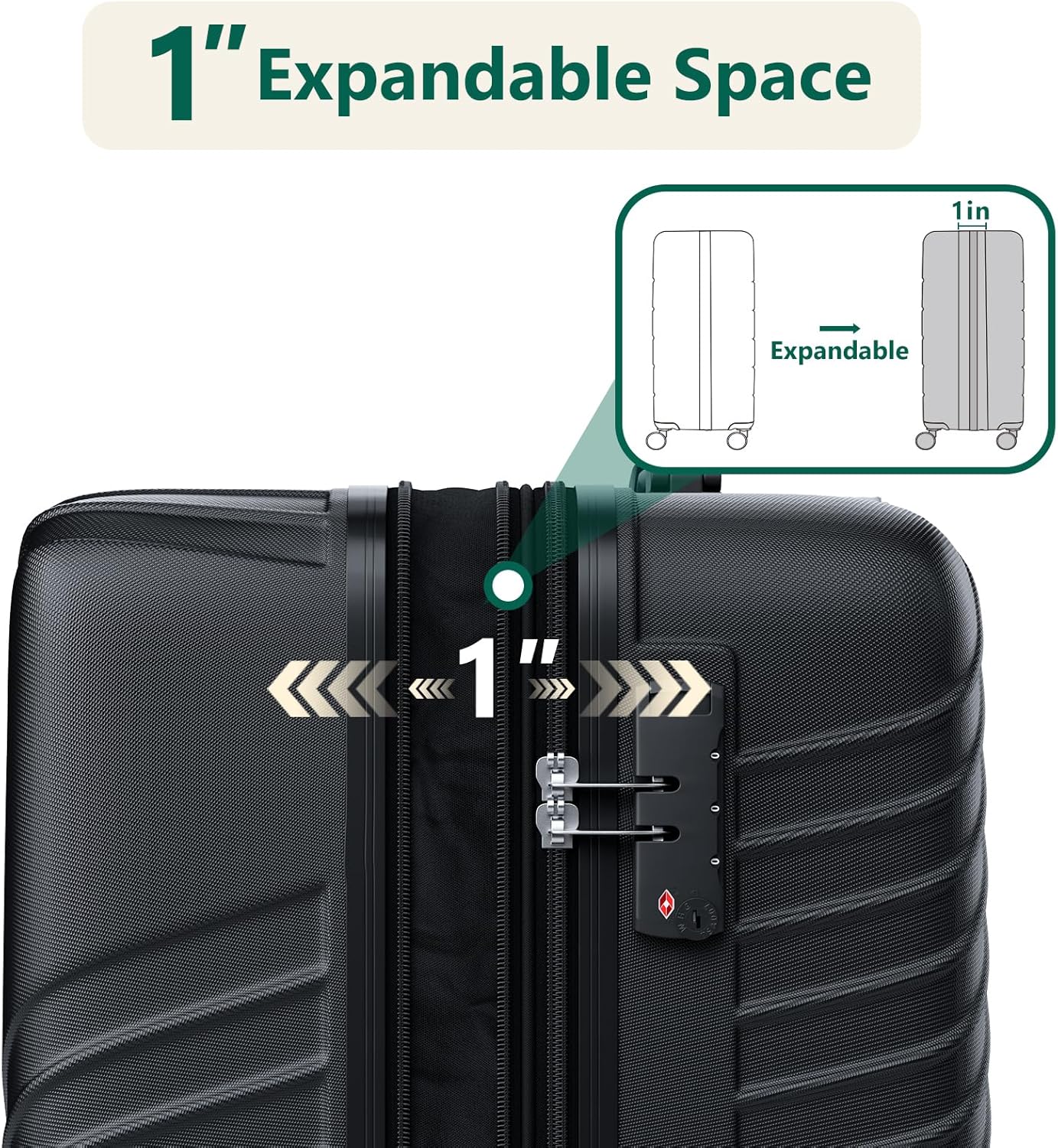 24 Inch Checked Luggage, ABS Hardside Suitcase with Spinner Wheels, Lightweight Medium Luggage with TSA Lock for Women and Men, Expandable Travel Suitcase for Business, Road Trips & Family Vacations - Image 6