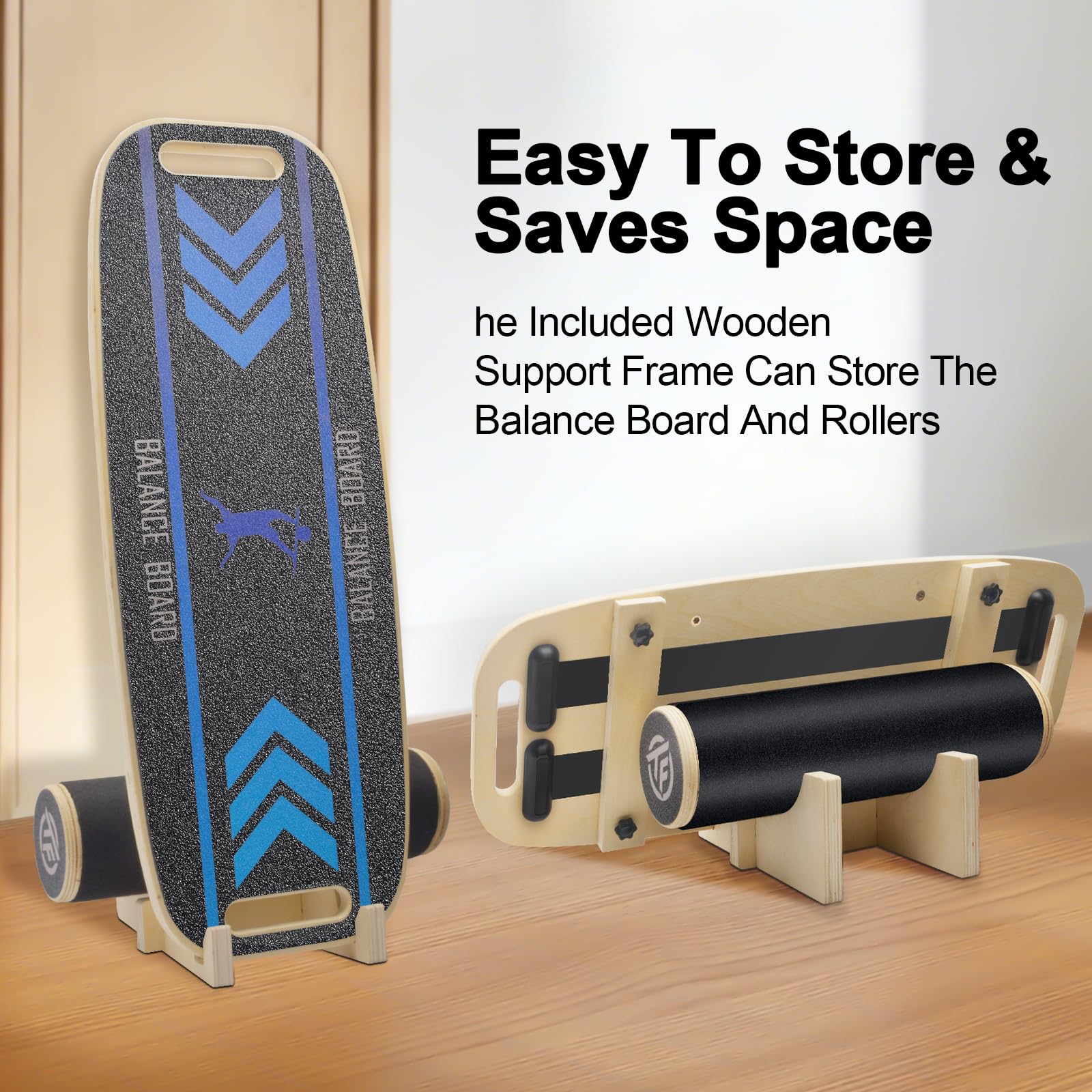 Diesisa Balance Board: Tavola Da Surf Wobble Board - Set di Balance Board in legno con rullo antiscivolo e supporto - Balance Trainer per allenamento di surf, fitness, riabilitazione e coordinazione