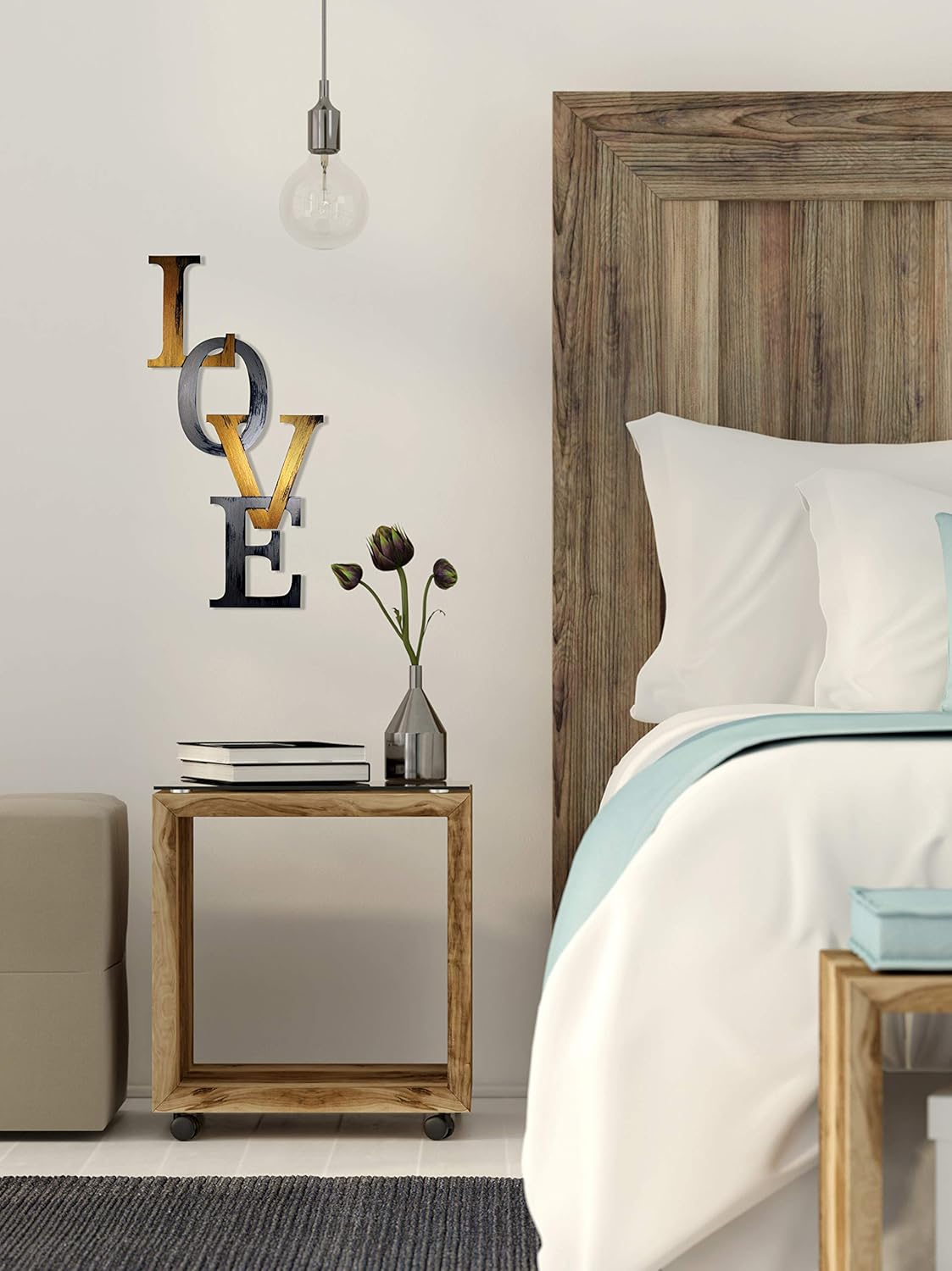 Letter2Word Wall Decor - Chained Love Original Word Wall Art, Gunmetal and Bronze