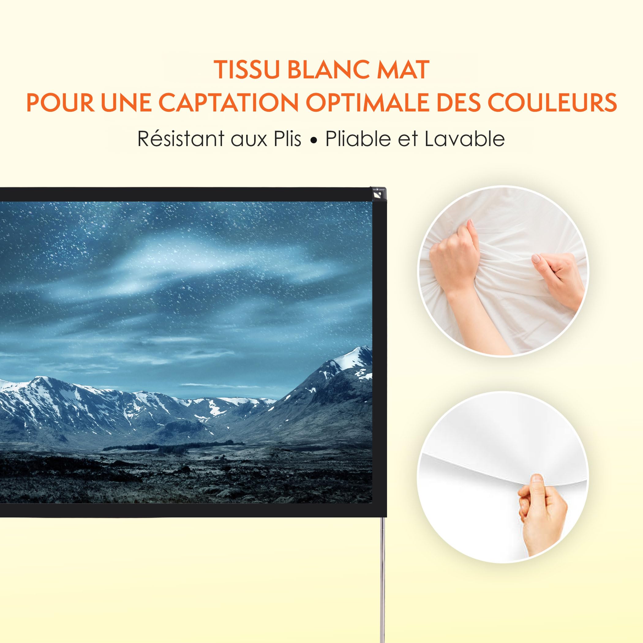 Pyle Écran de Projecteur avec Support - 100" 16:9 HD 4K, Portable, Léger, Autoportant, Pliable, pour Projections Intérieures et Extérieures, avec Cadre pour Cinéma Maison
