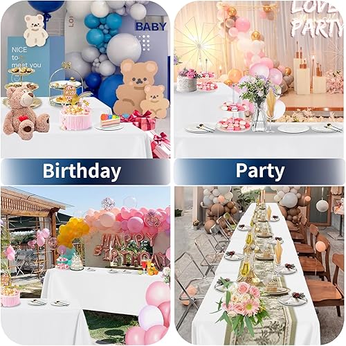 Miniatura 8 de PureFit Paquete de 6 manteles rectangulares blancos de 60 x 102 pulgadas para mesas de 6 pies, resistentes a las manchas y a las arrugas, para uso