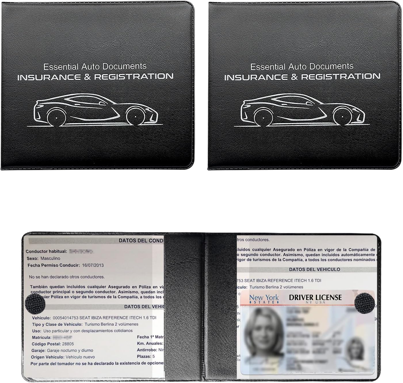 2 PCS Car Registration Insurance Holder, Portable Auto Glove Box Paperwork Wallet, Waterproof Card Case Document Organizer for Most Cars Trucks SUVs, Car Accessories (Red, Small Car)