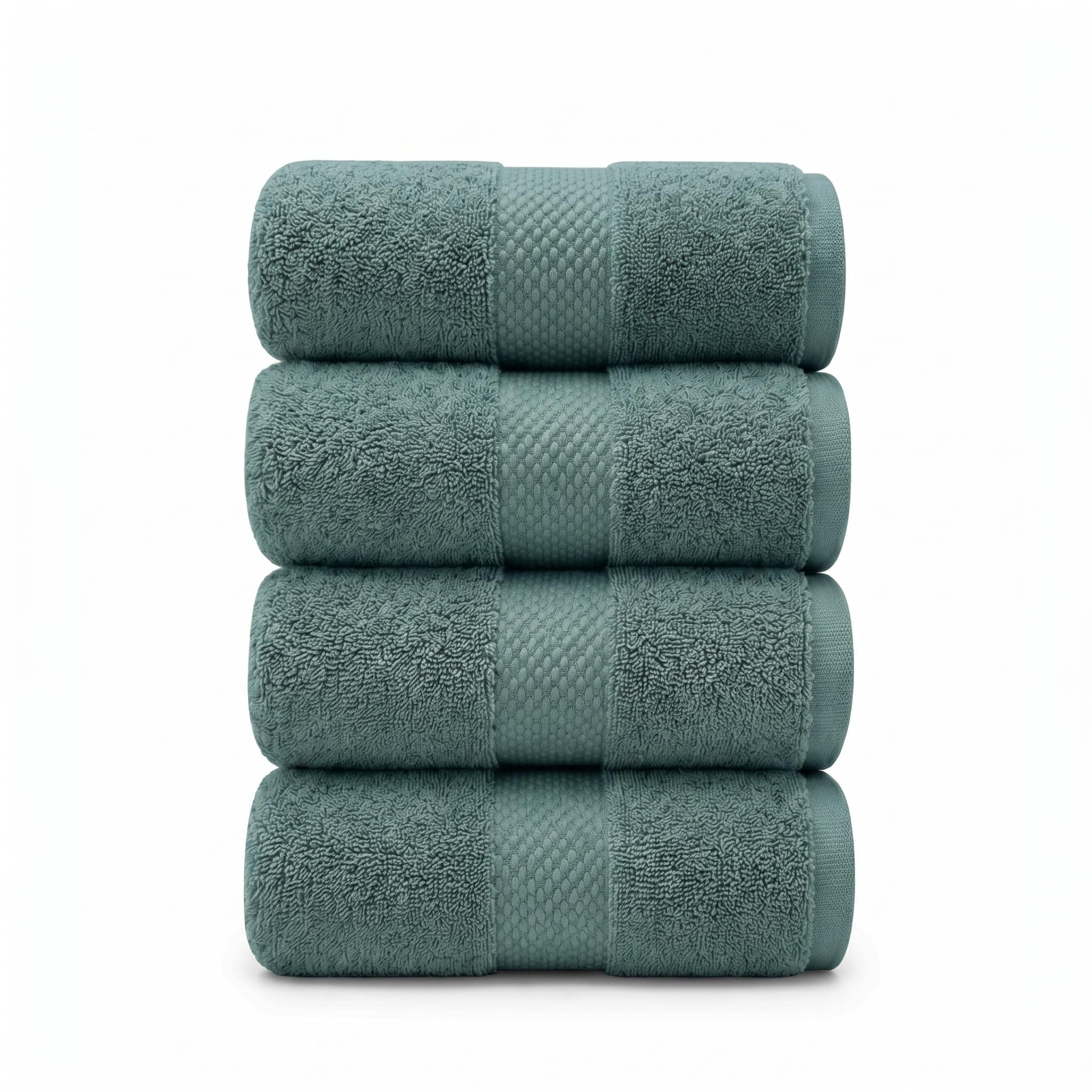 Photo 1 of TOWELTIQUE 4 Pack Organic Cotton Hand Towels, 700 GSM Plush Long-Staple Bathroom Set, Soft Absorbent Quick-Dry Kitchen Face Towels, GOTS & Oeko-TEX Certified Luxury Linens, 16x30 in – Slate Gray