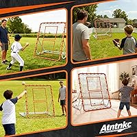 Vista 7 de Baseball Rebounder Net 4x4.5FT with 5 Adjustable Angles,Pro Pitch Back Trainer for Volleyball/Softball/Soccer, Solo Practice for Ground, Line Drive