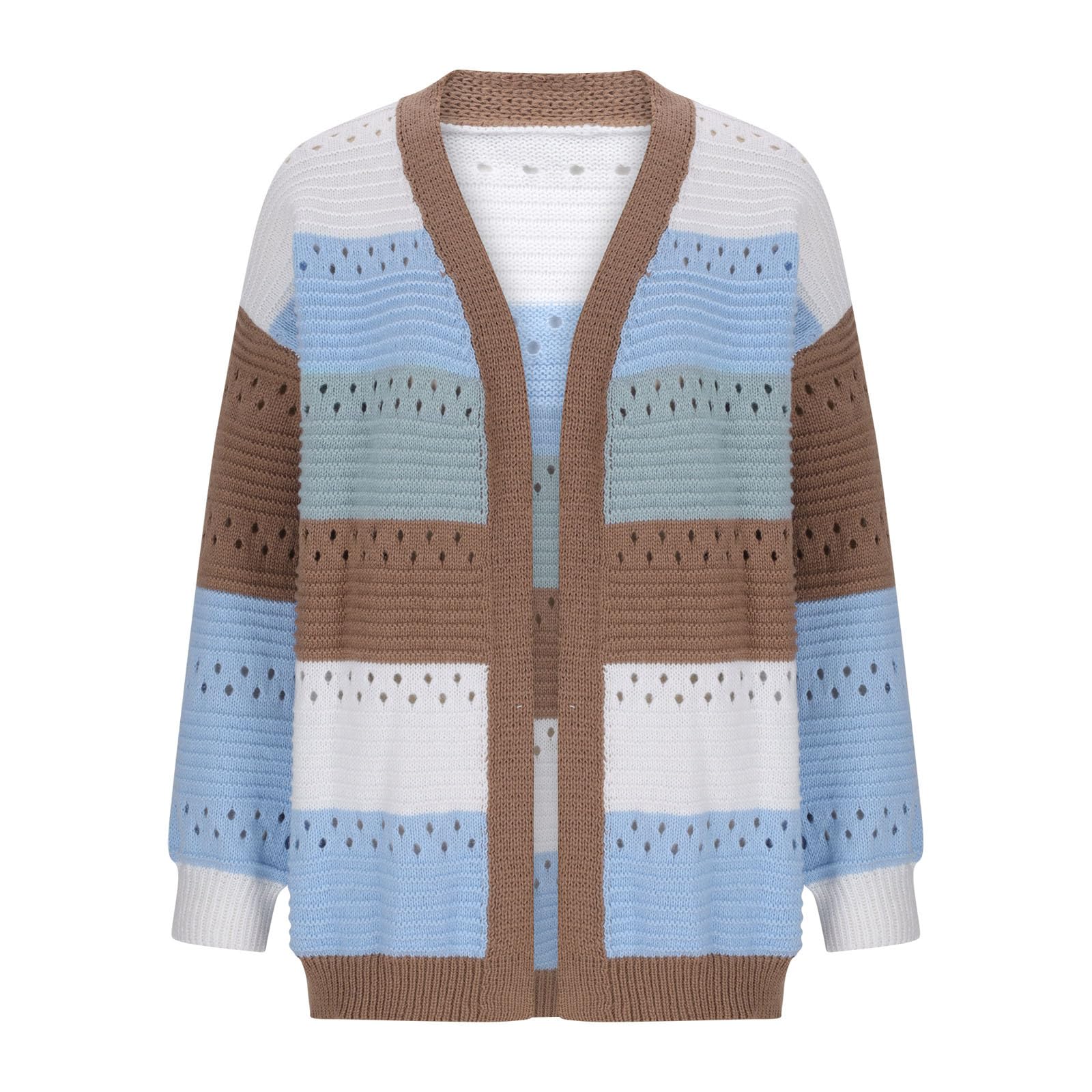 Cardigan Donna a Righe Morbido Maglione Oversize Aperto Davanti Oversize | Vestibilità ampia e confortevole, design adatto a diverse silhouette, libertà di movimento, ideale per un look rilassato