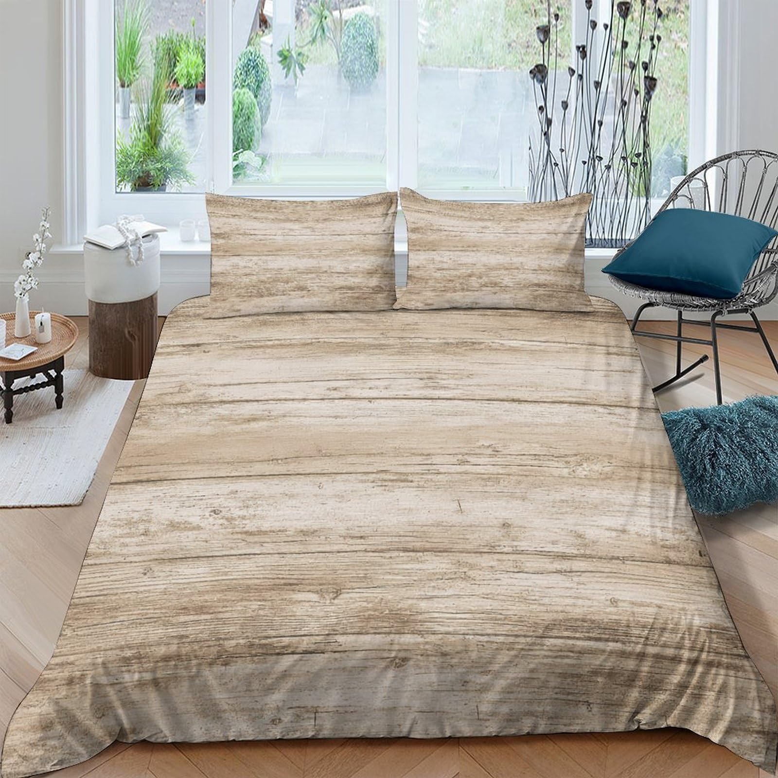 Ctjqhvkz Style-4 3D Printed Wood Grain Fitted Sheet Microfiber Soft Breathable Rustic Plank Mattress Cover For Bedroom Guest Room Decor Single（135X200cm）