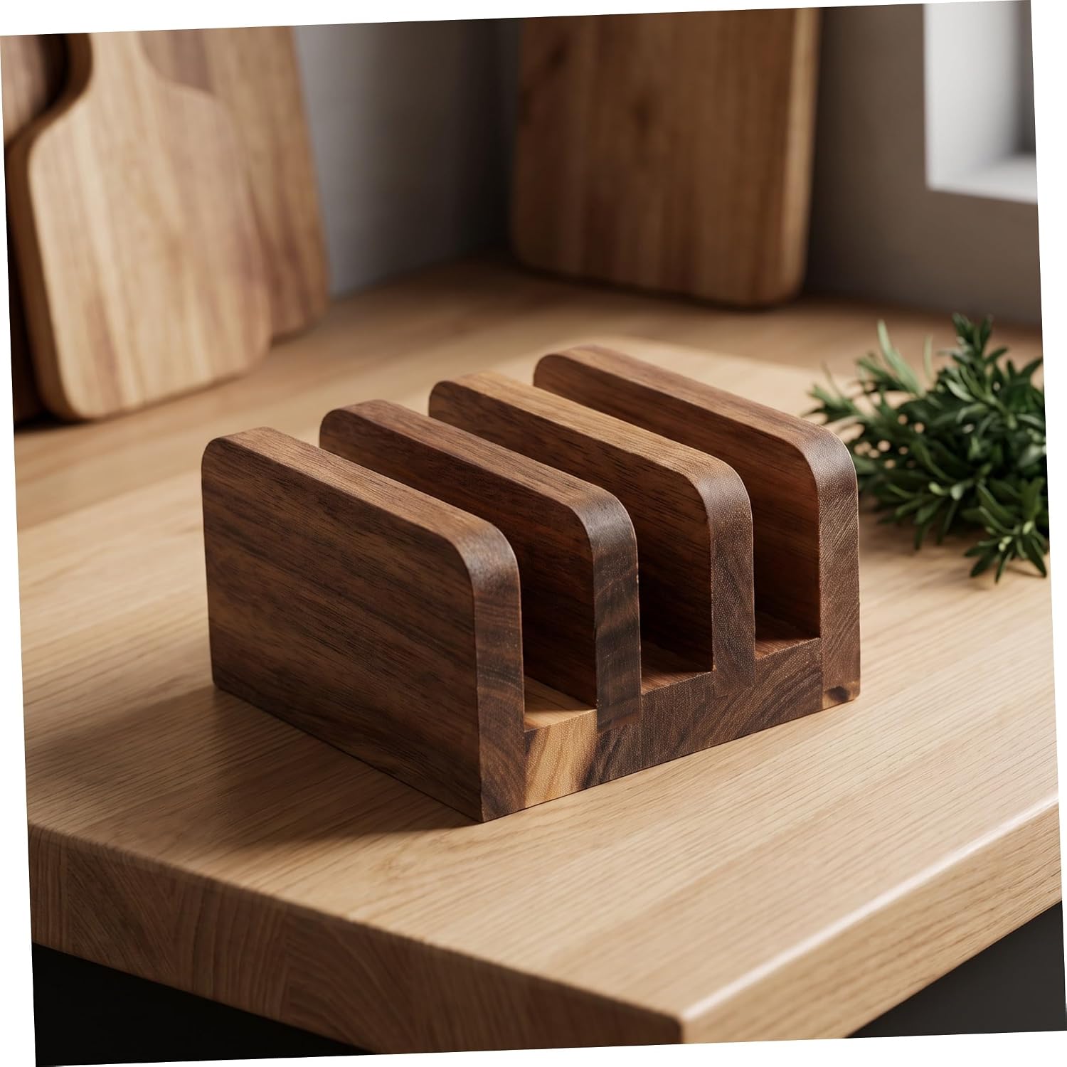 3-slot Wood Cutting Board Holder Stand for Kitchen Boards