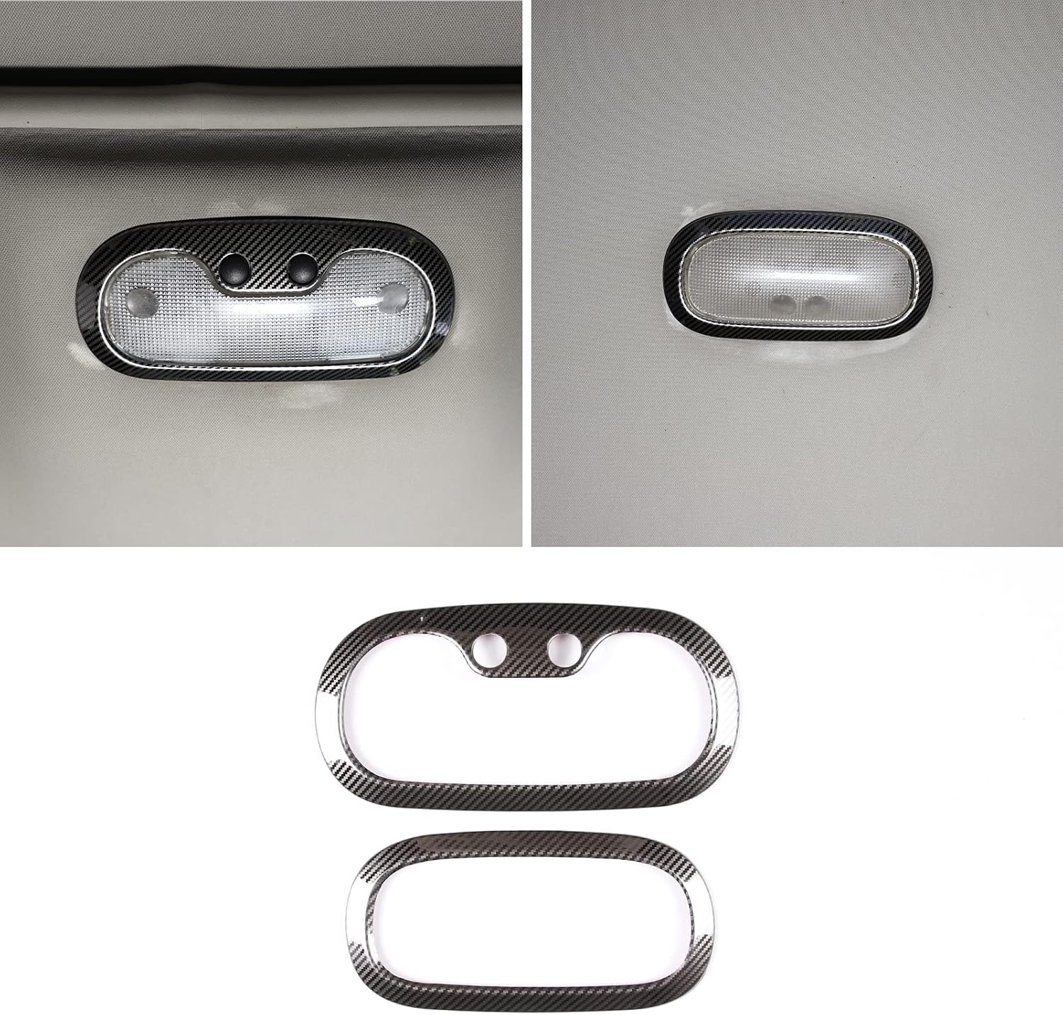 PIUGILH Car Reading Light Cover Dial Interior Top Cabin Lamp Trims Stainless Steel Decal for Hummer H3 2005 2006 2007 2008 2009,2PCS (Carbon Fiber Pattern)