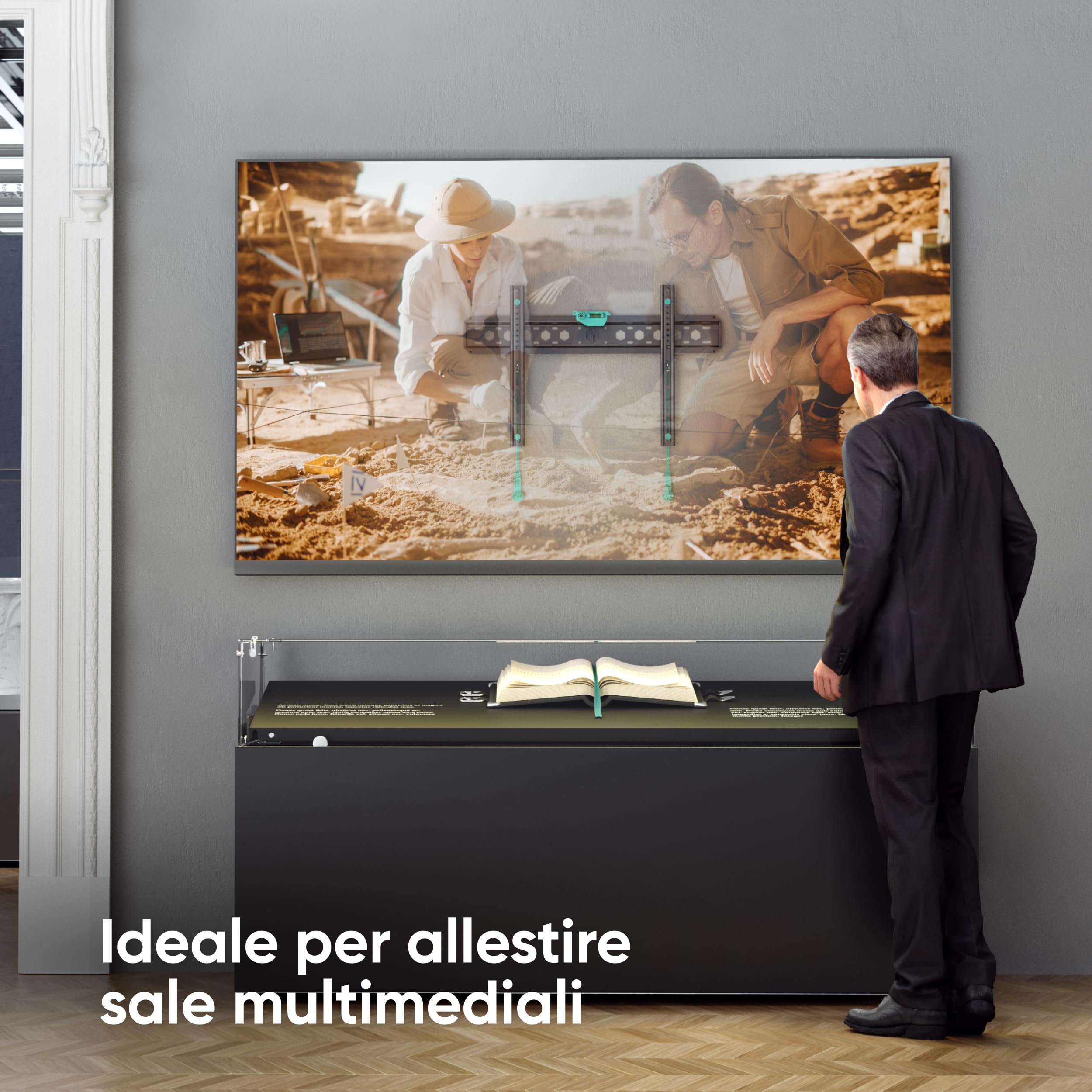 ONKRON Supporto TV Parete Fisso 43-85 pollici VESA 75x75-600x400 mm Carico 68,2 kg Nero
