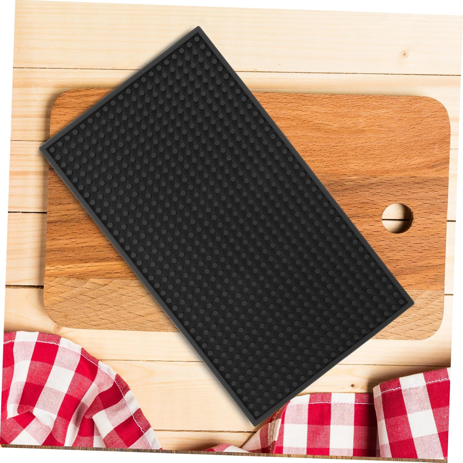 Non-adhesive Cutting Board Pad Black Silicone Nonslip Kitchen Mat