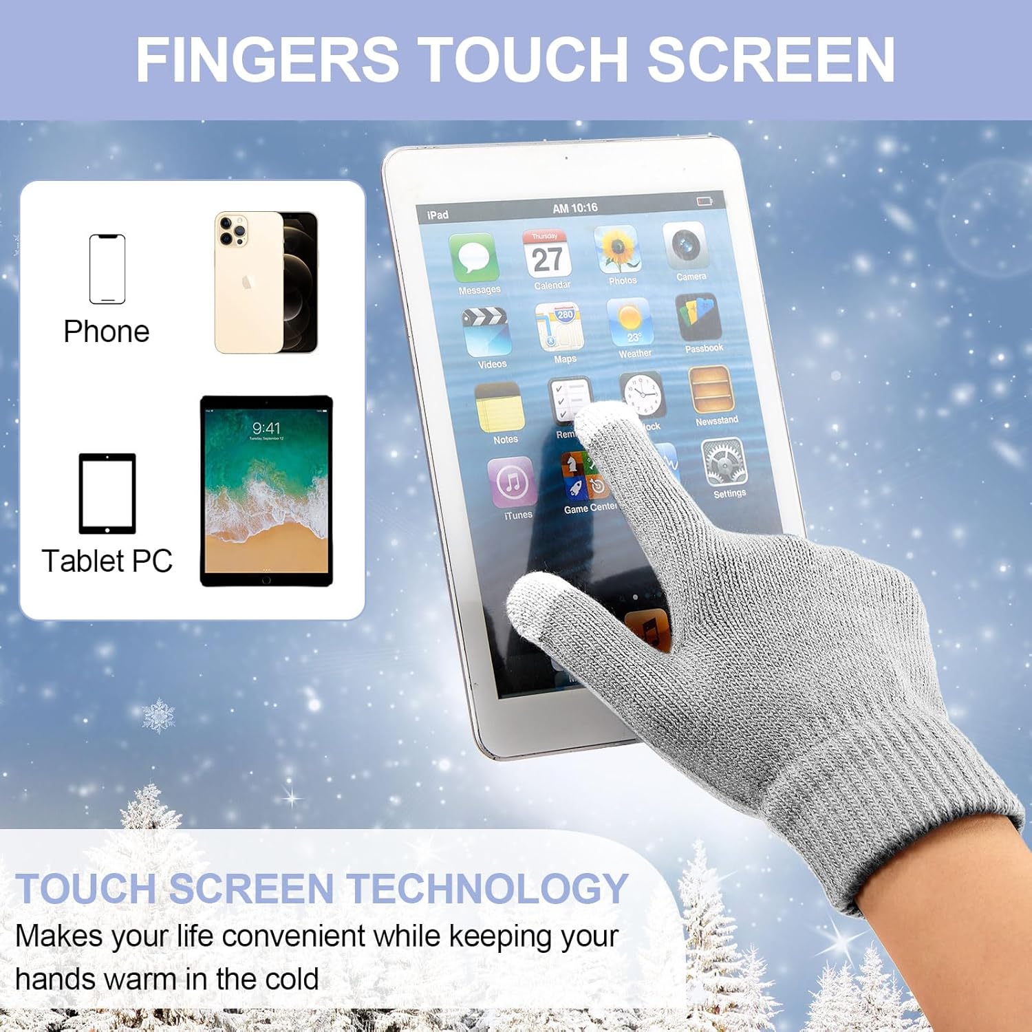 JaGely 12 Pieces Kids Winter Hat Glove Scarf Sets Thick Fleece Knitted Beanie Touchscreen Warmer Gaiter for Boys and Girls - Image 4