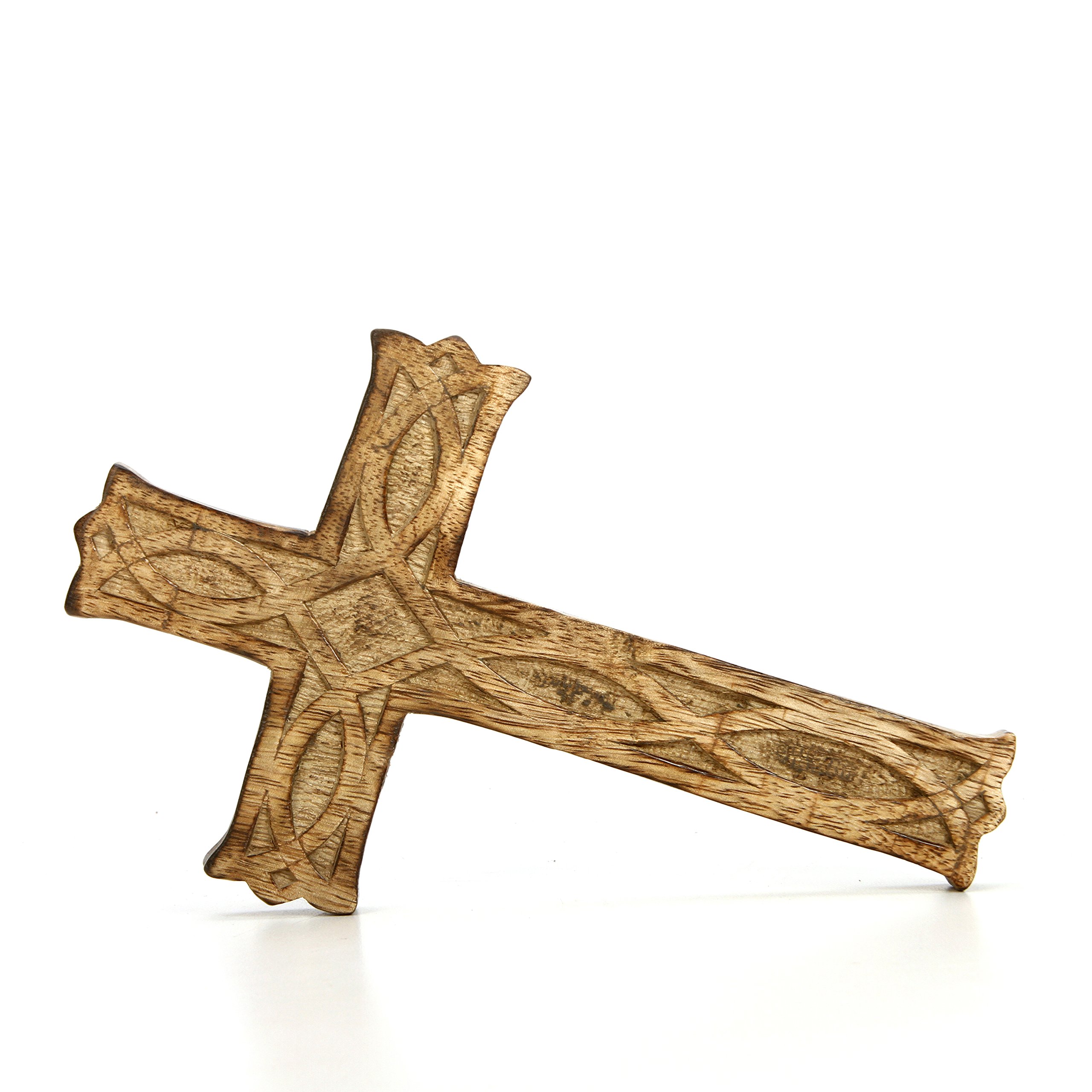 Hosley Wooden Cross 8 Inches Long Hand Carved Ideal Gift or Decoration for Home, Weddings Party Spa Meditation Home Office Spa Dorm O4