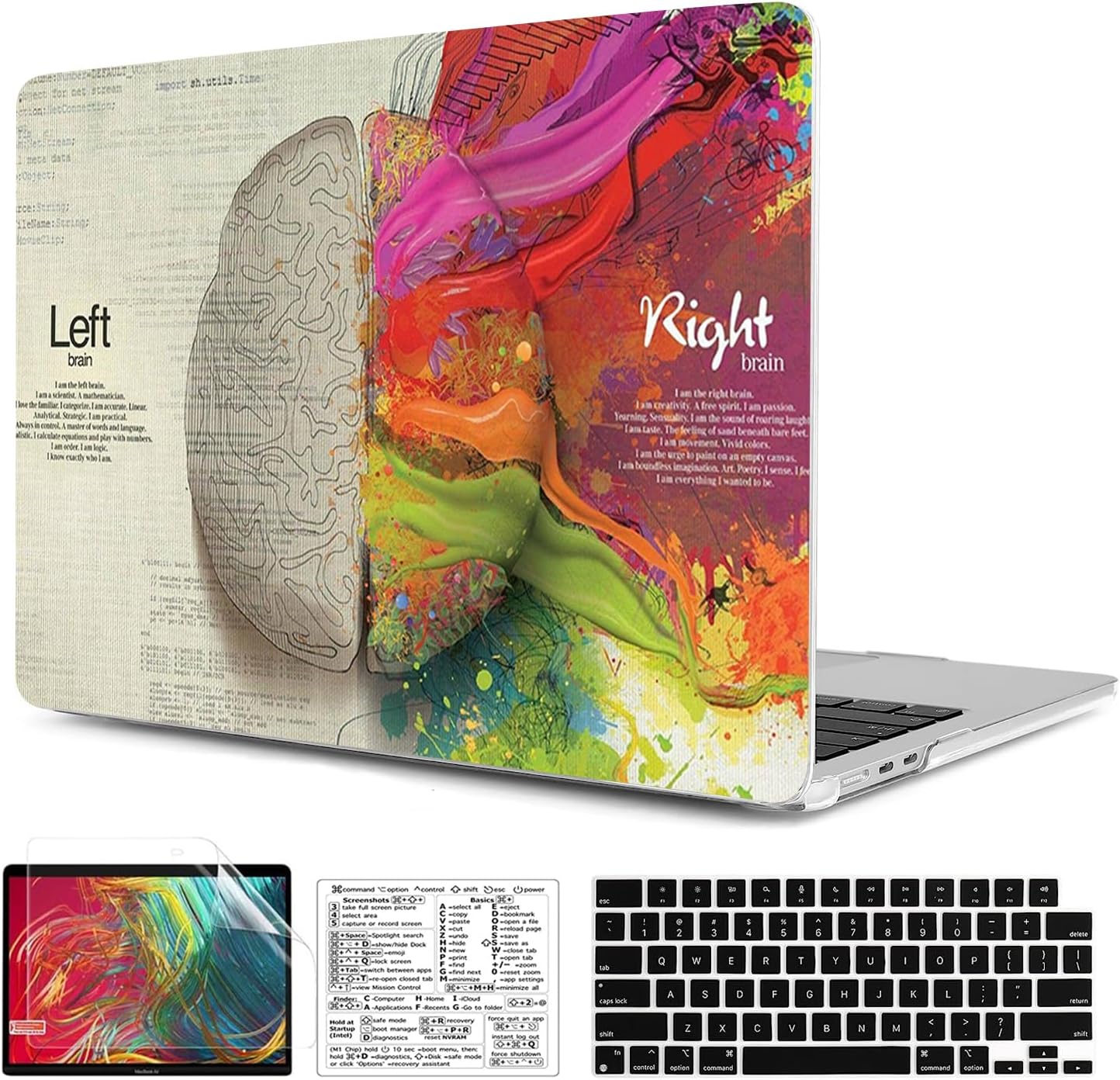 Compatible with MacBook Air 15 inch Case 2026 2025-2023 Release M5 A3448 M4 A3241 M3 A3114 M2 A2941 Durable Plastic Shell Case with Keyboard Cover & Mac OS Keyboard Sticker (Left Right Brain)